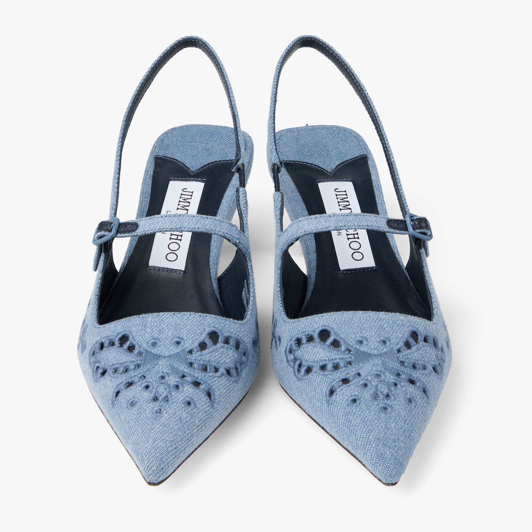【JIMMY CHOO】Talura 100 denim pumps パンプスデニム Silver and Dusk Blue Fireball Glitter Dégradé Fabric Pointy