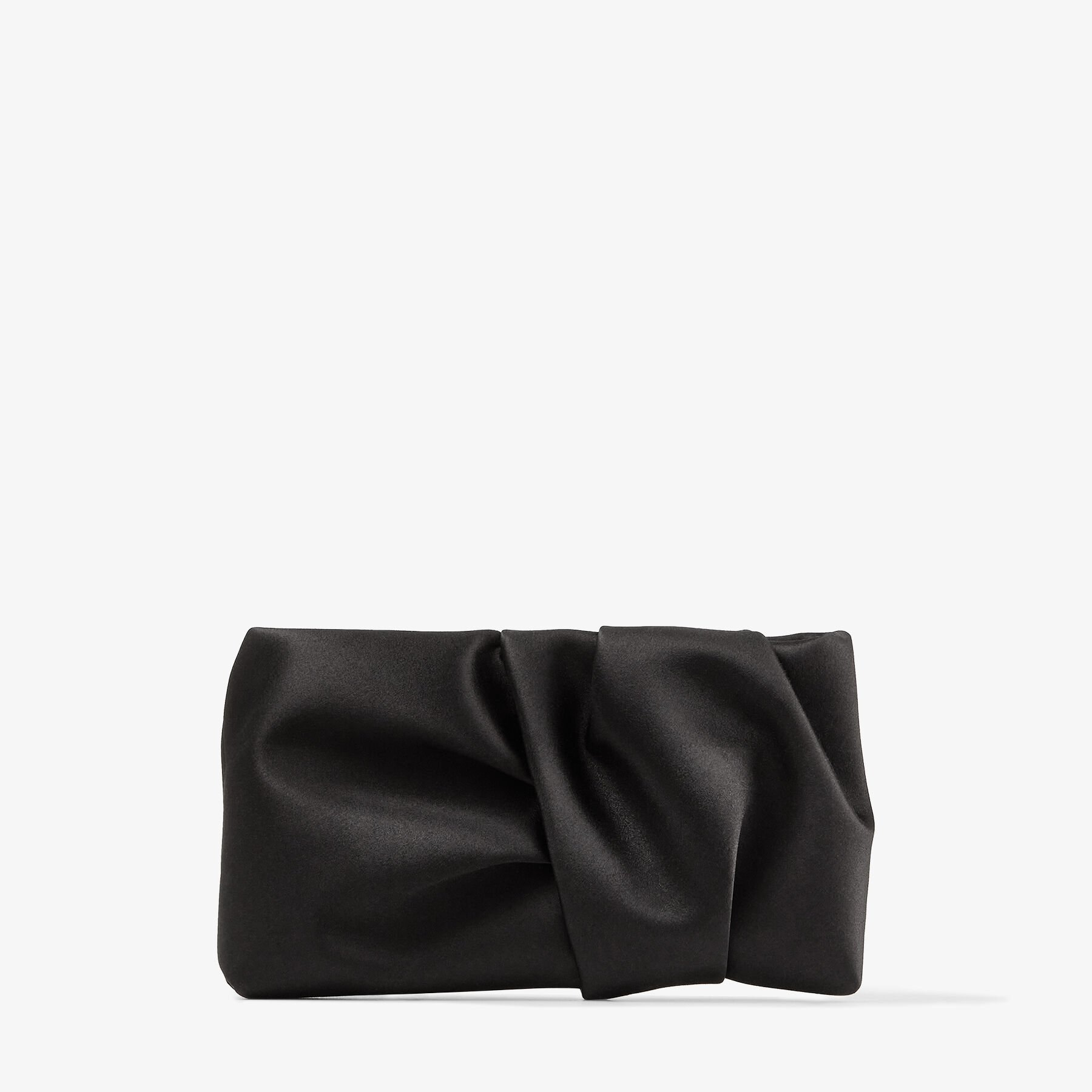Black satin clutch bag with bow online