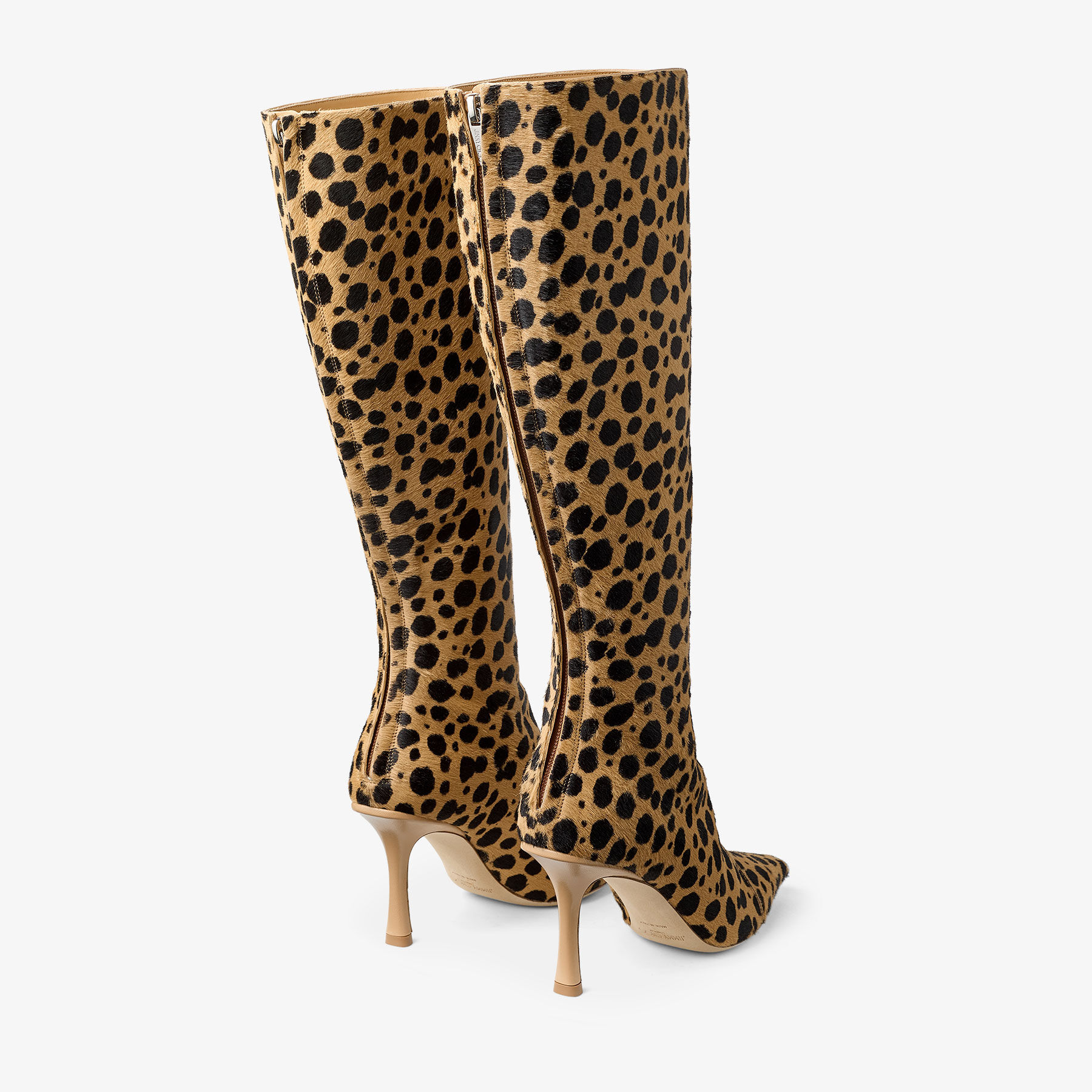 Gloria Knee High Boot 85 | Natural Cheetah Print Pony Leather Knee