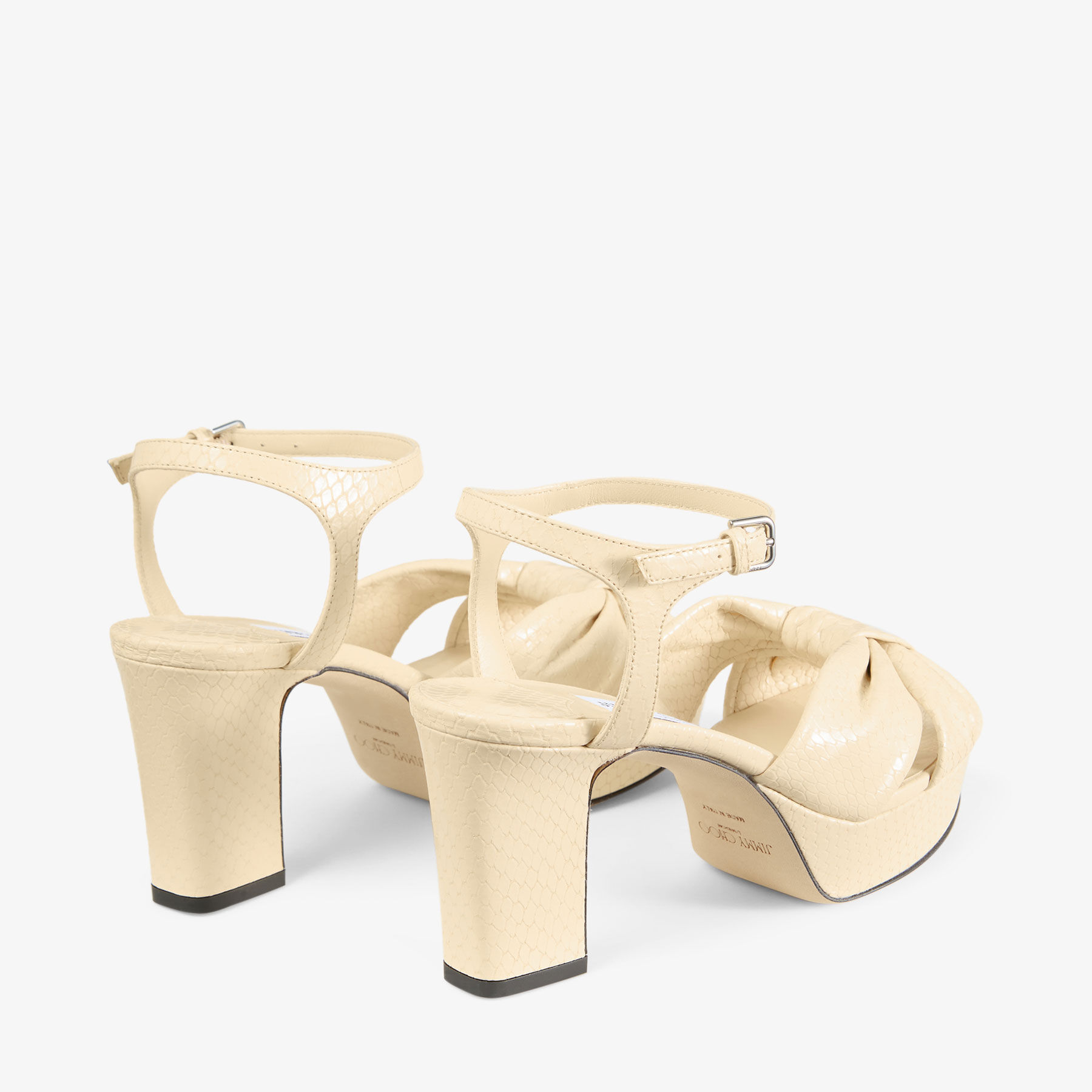 JIMMY CHOO Cheri Lug Sandal サンダル SAEDA SANDAL/BH 85 | スワロフスキークリスタルチェーン付き