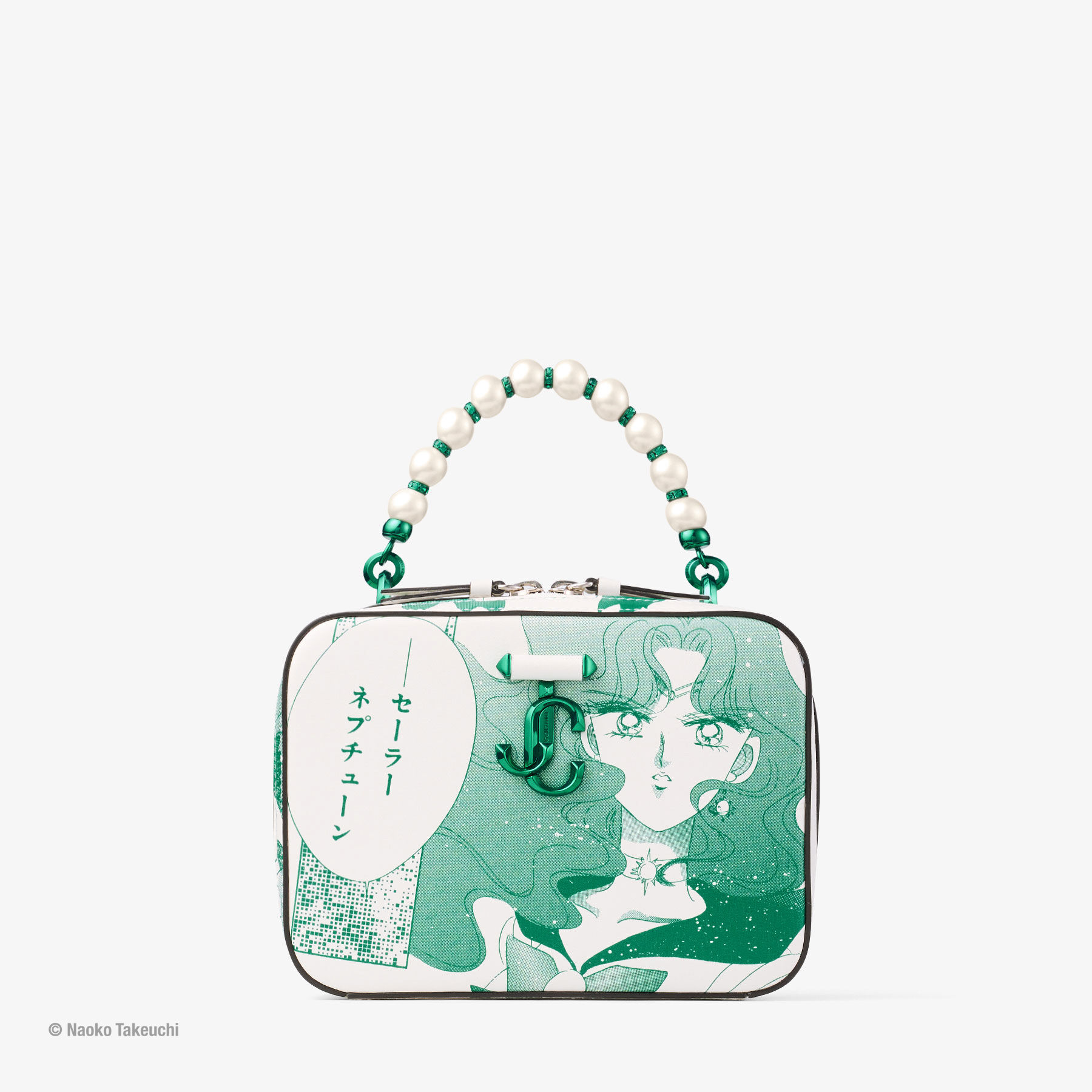 Sailor Neptune Avenue Vanity Bag | Emerald Green Leather Top Handle | JIMMY  CHOO