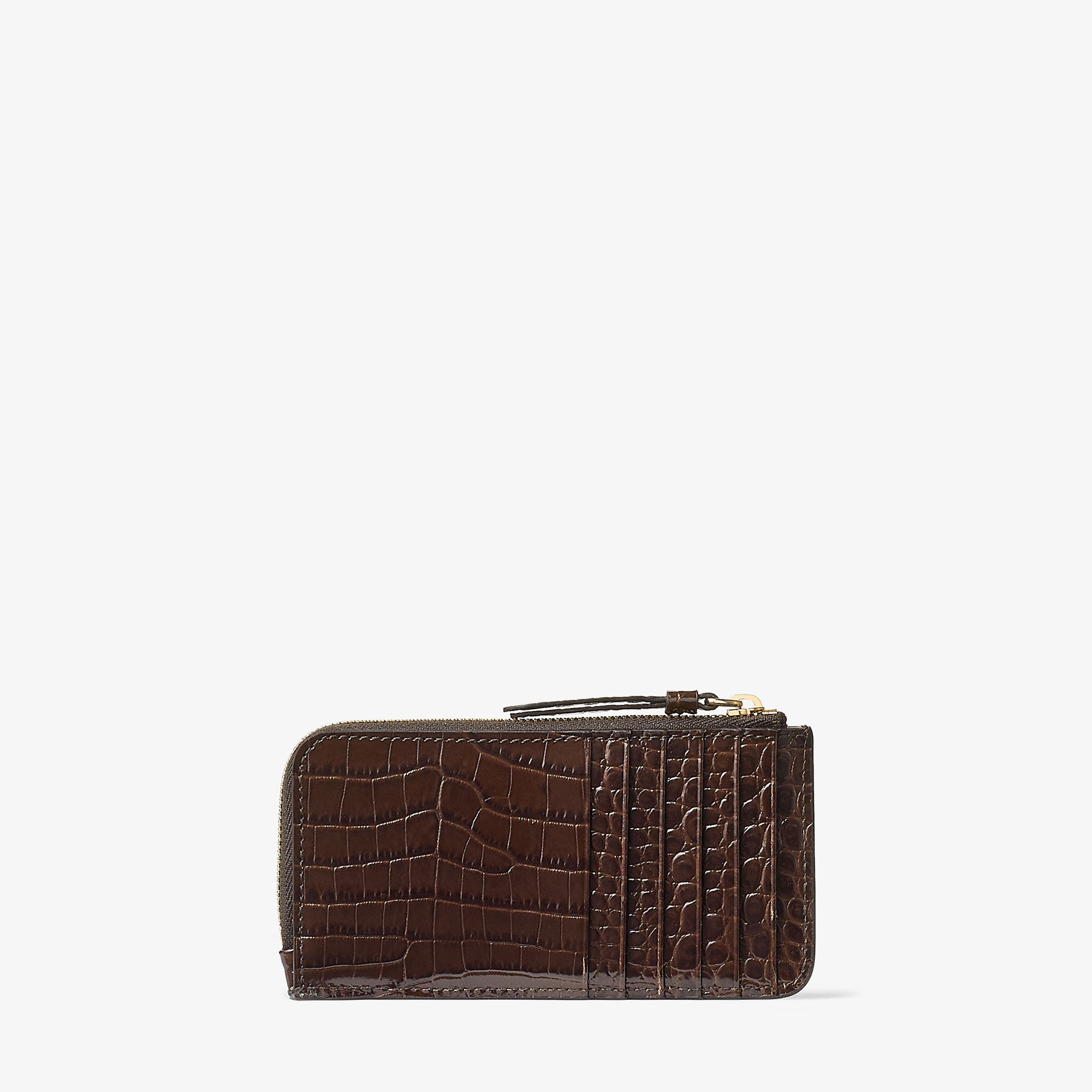 DM Lise-Z | Chocolate Croc Embossed Calf Leather Coin Purse