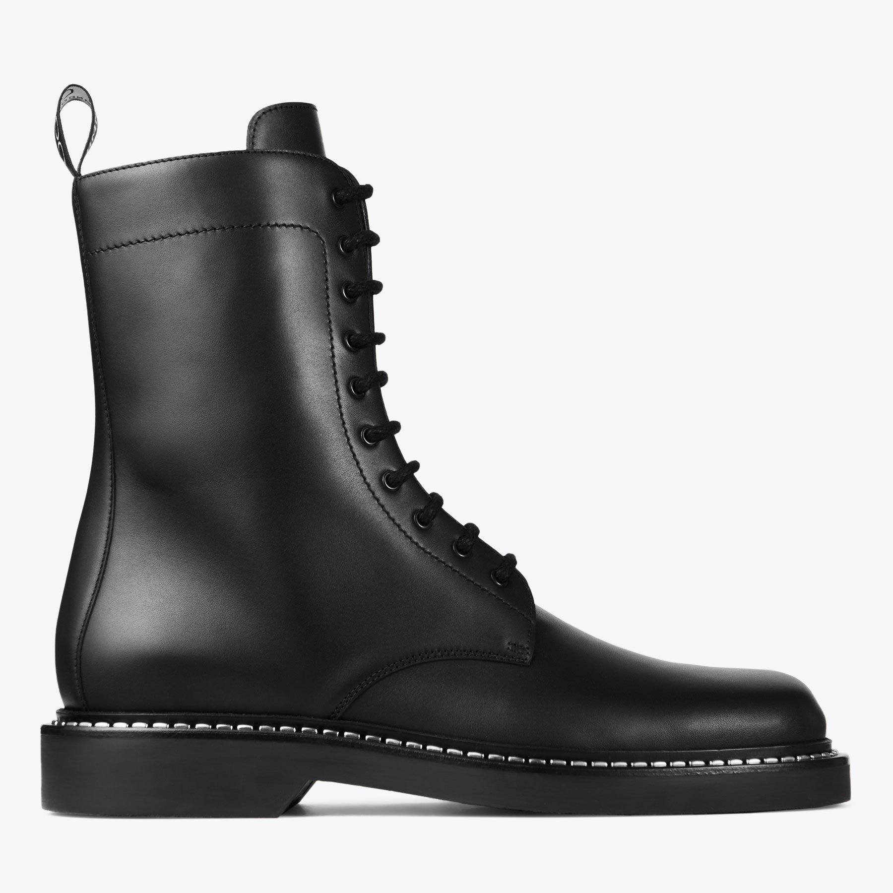 Rowan Derby Boot | Black Box Calf Leather Boots with Metal