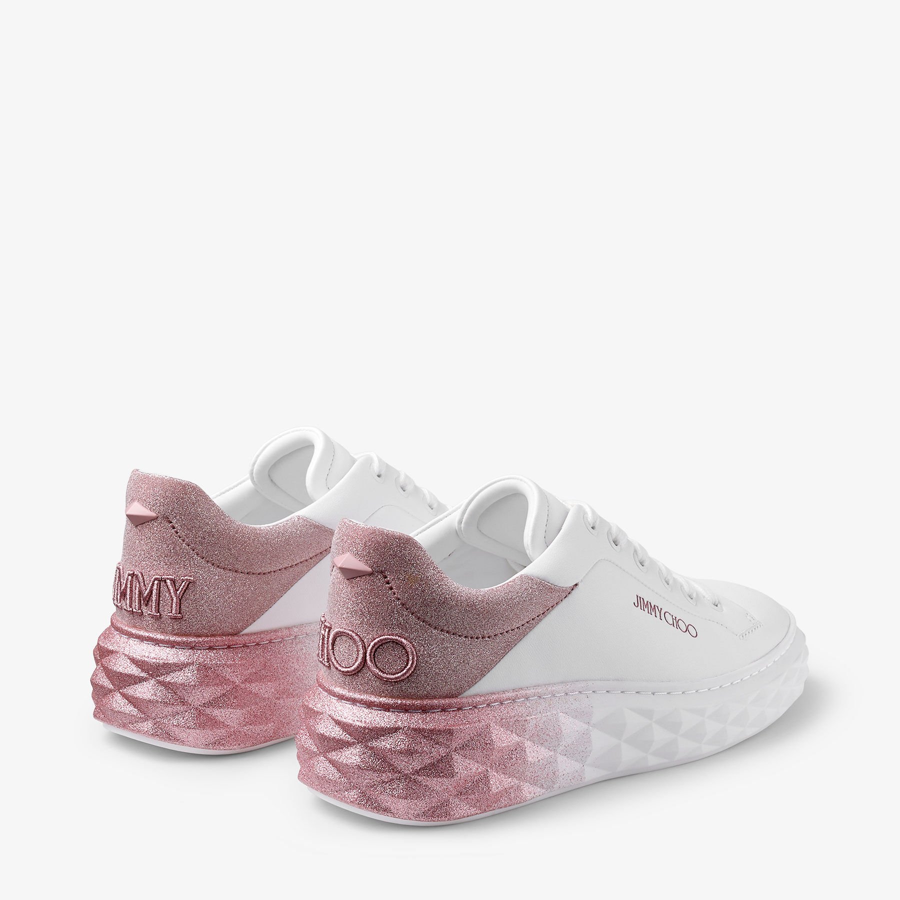 Diamond Maxi/F II | White & Rose Nappa Leather Glitter