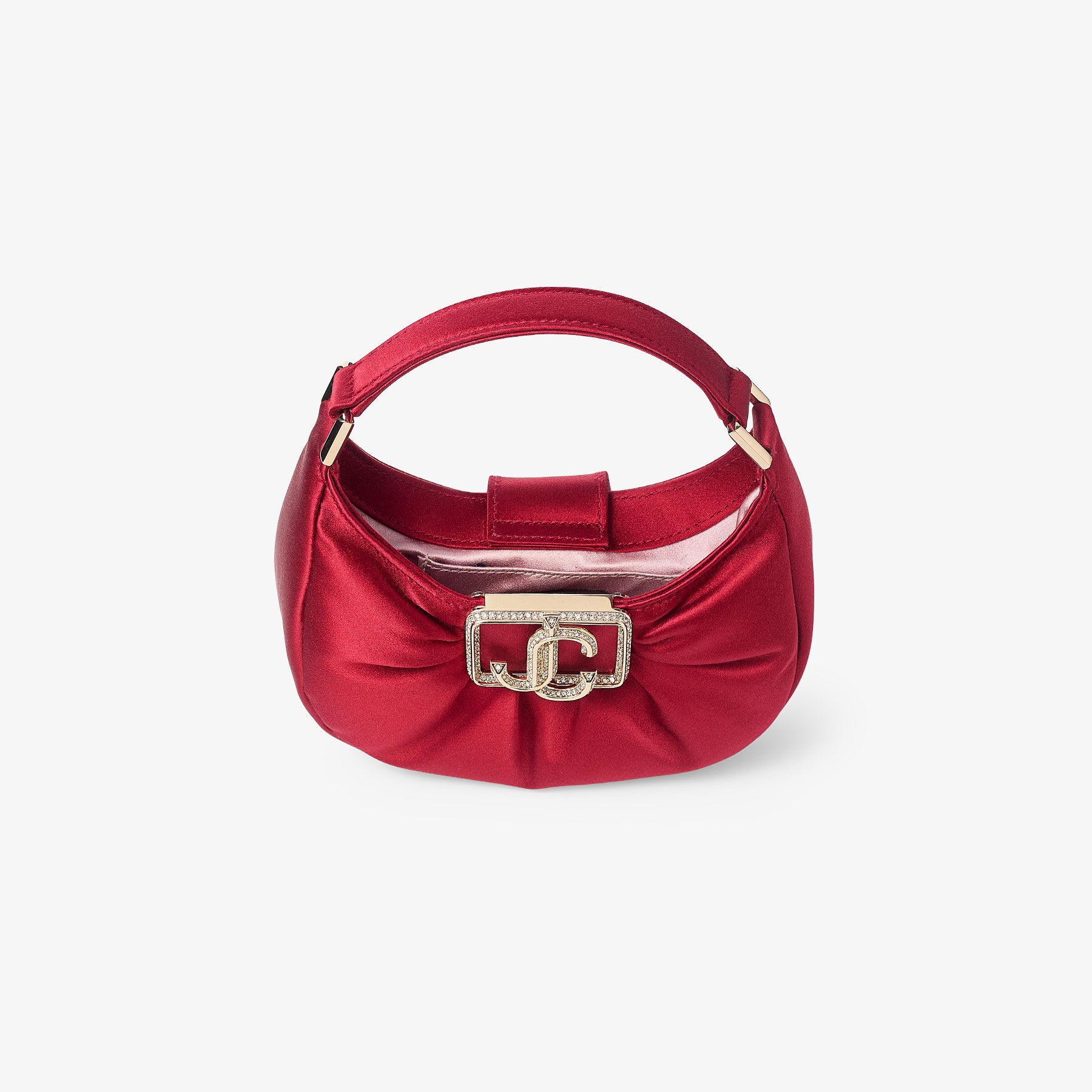 ショルダーバッグ・ポシェット Jimmy Choo EDIE HOBO BAG Edie Hobo Mini | Ruby Red Satin Mini Bag | JIMMY CHOO