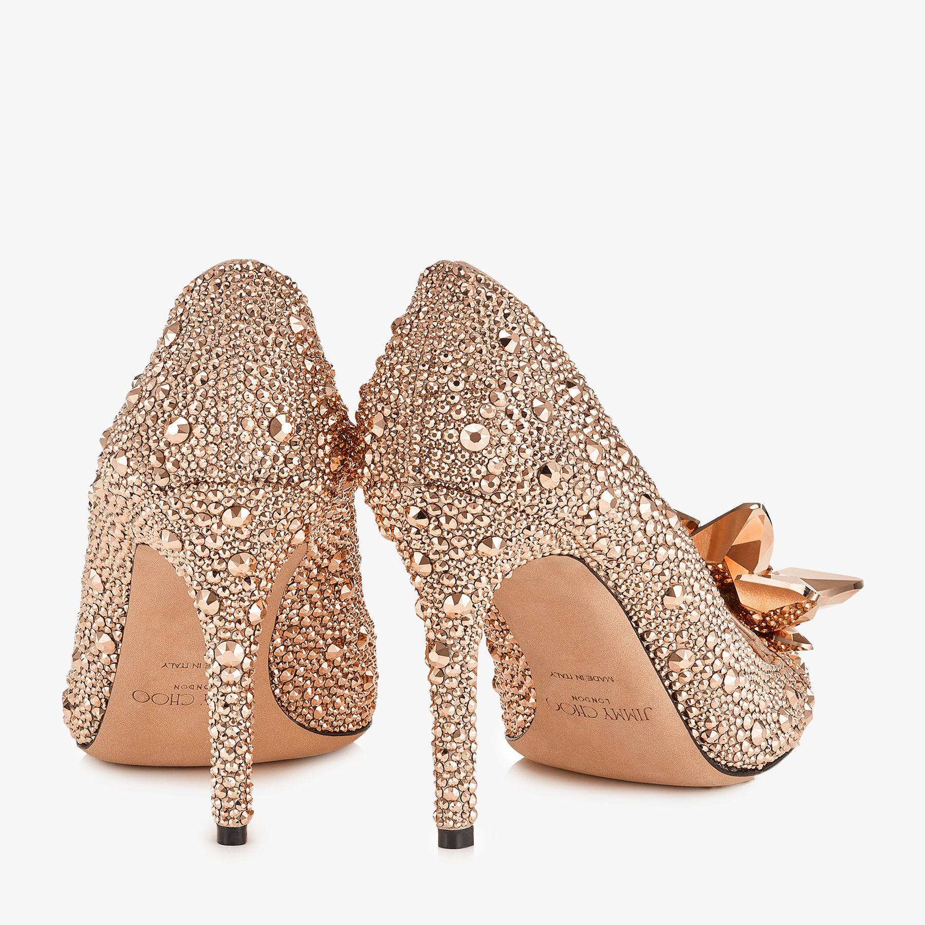 Rose Gold Crystal Covered Pointy Toe Pumps AVRIL Pre Fall 18 JIMMY CHOO CA
