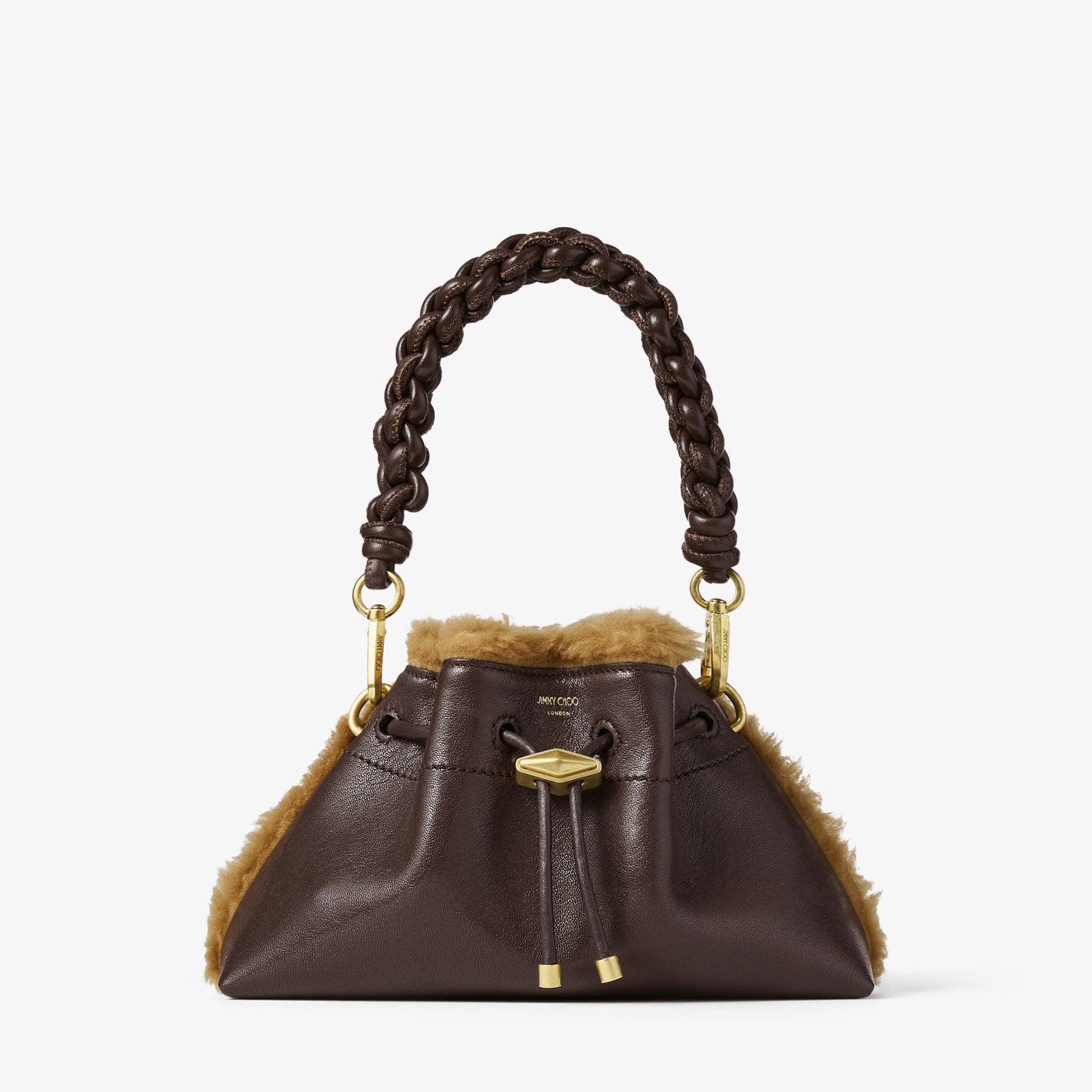 Cinch Small | Chocolate and Teddy Biker Leather Shoulder Bag with