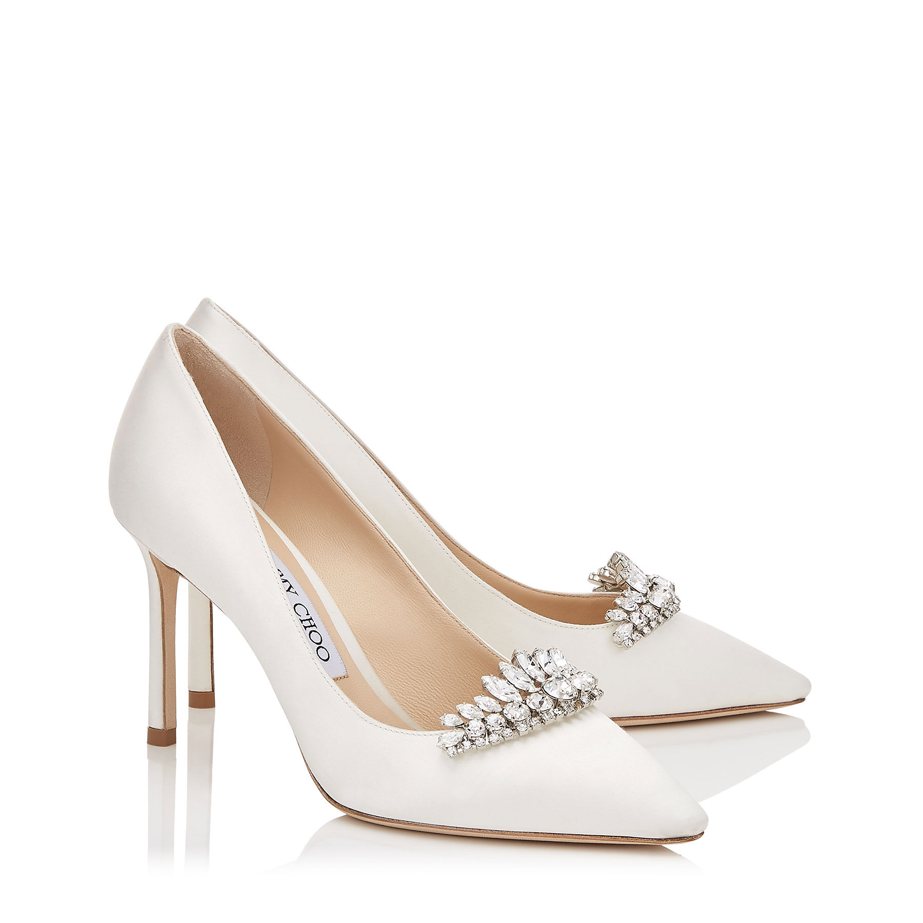 jimmy choo white satin heels