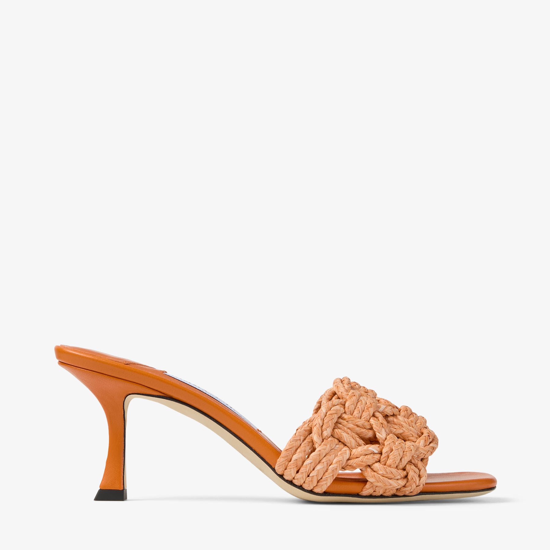 ザライさんギャロップビリリダマ Chara 70 | Sunset Orange Crochet Raffia and Nappa Leather Mule