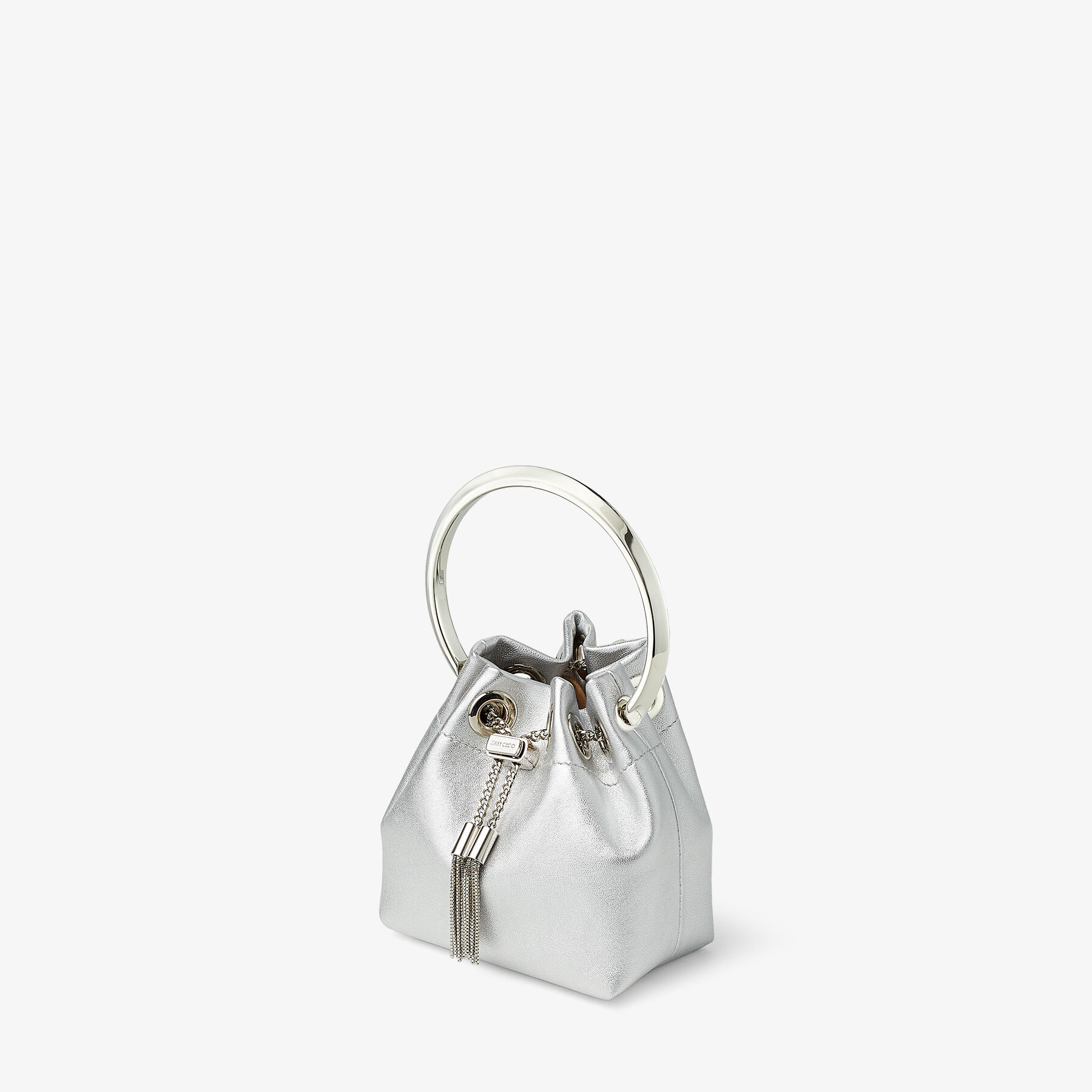 Silver Metallic Nappa Mini Bag | MICRO BON BON | Summer 2022 collection |  JIMMY CHOO