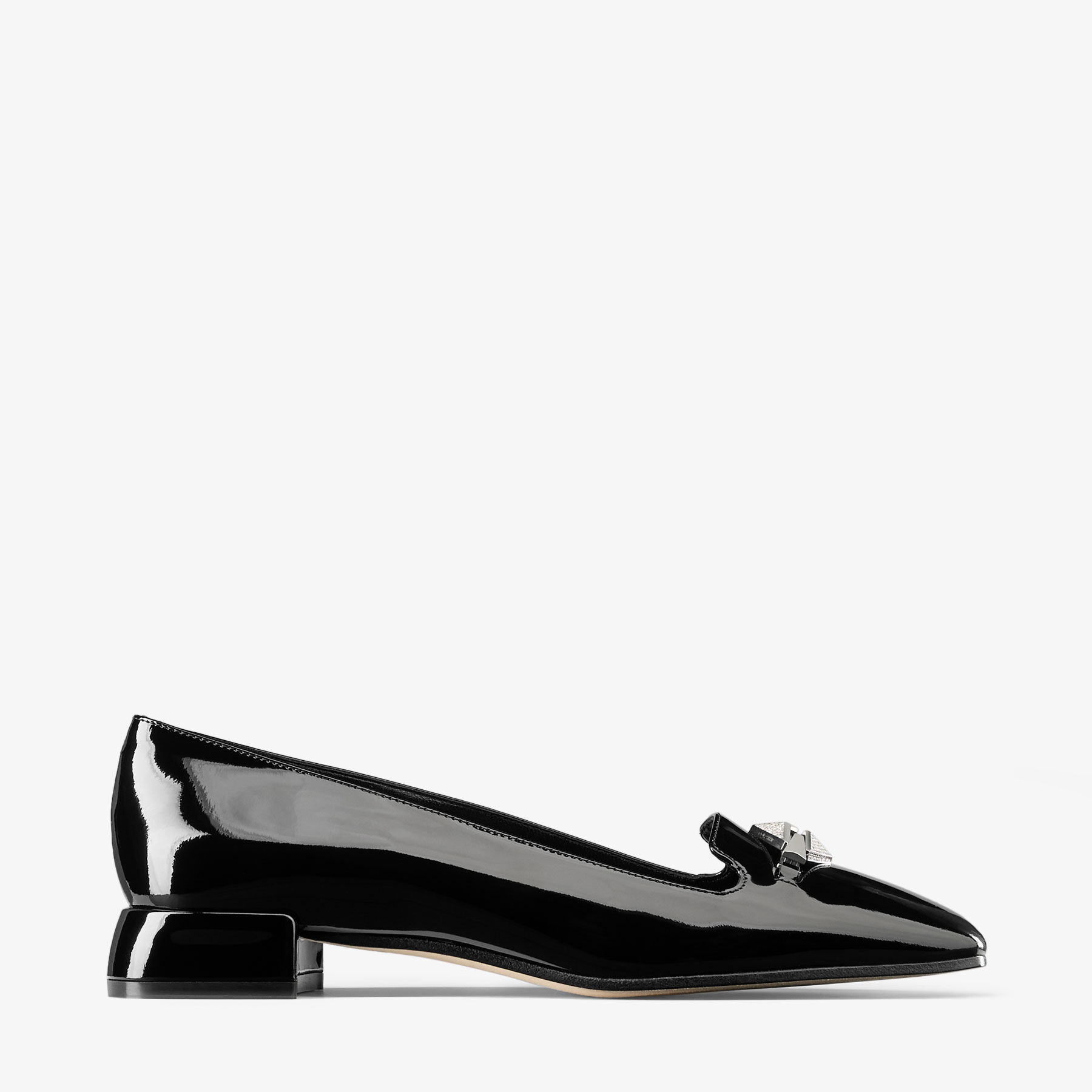 Ravi Flat Black Crystal Patent Leather Flats JIMMY CHOO