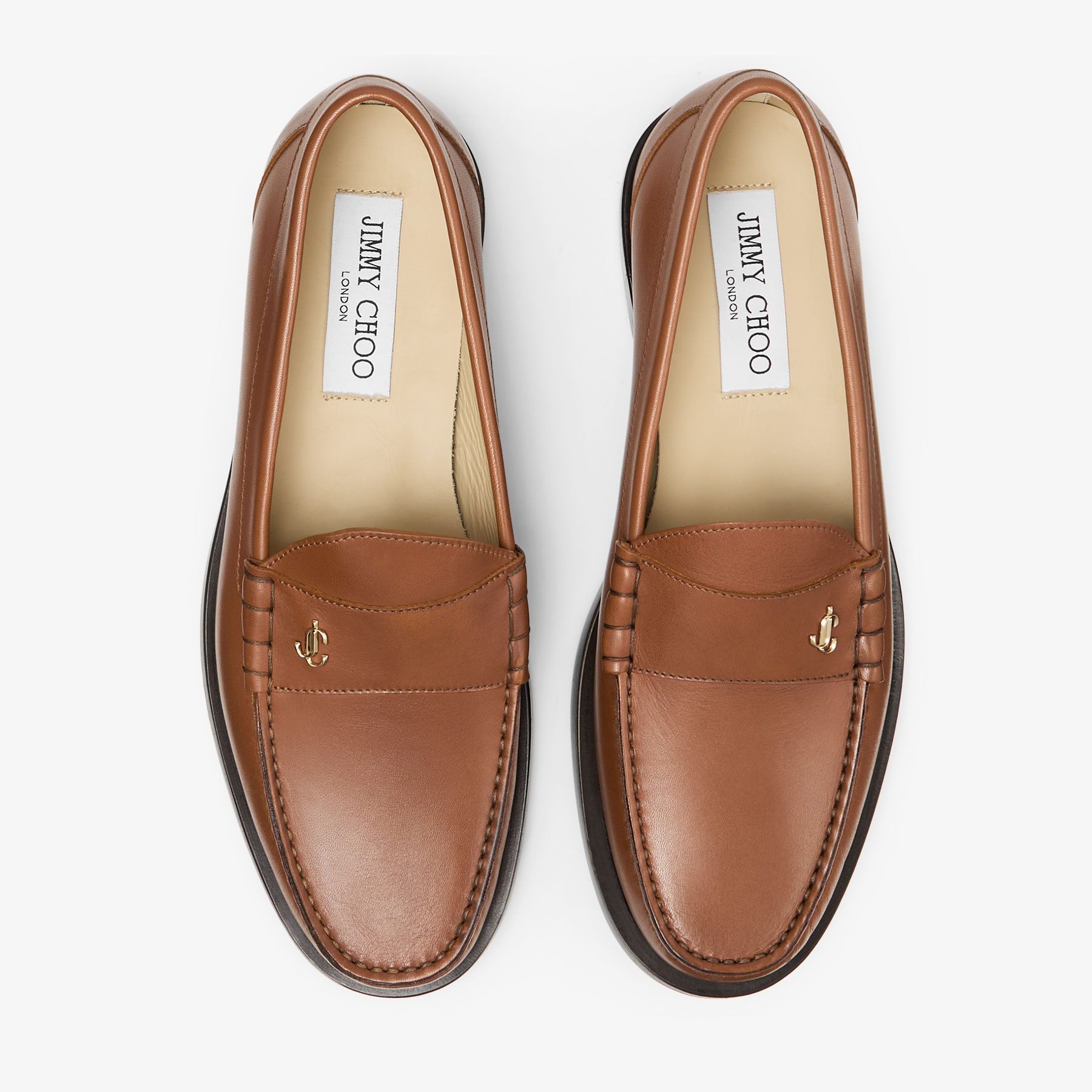 【極美品】JIMMY CHOO モカ バニッシュドレザー ローファー 25cm ETHANLOAFERMBZ_025603_OVER_vg7