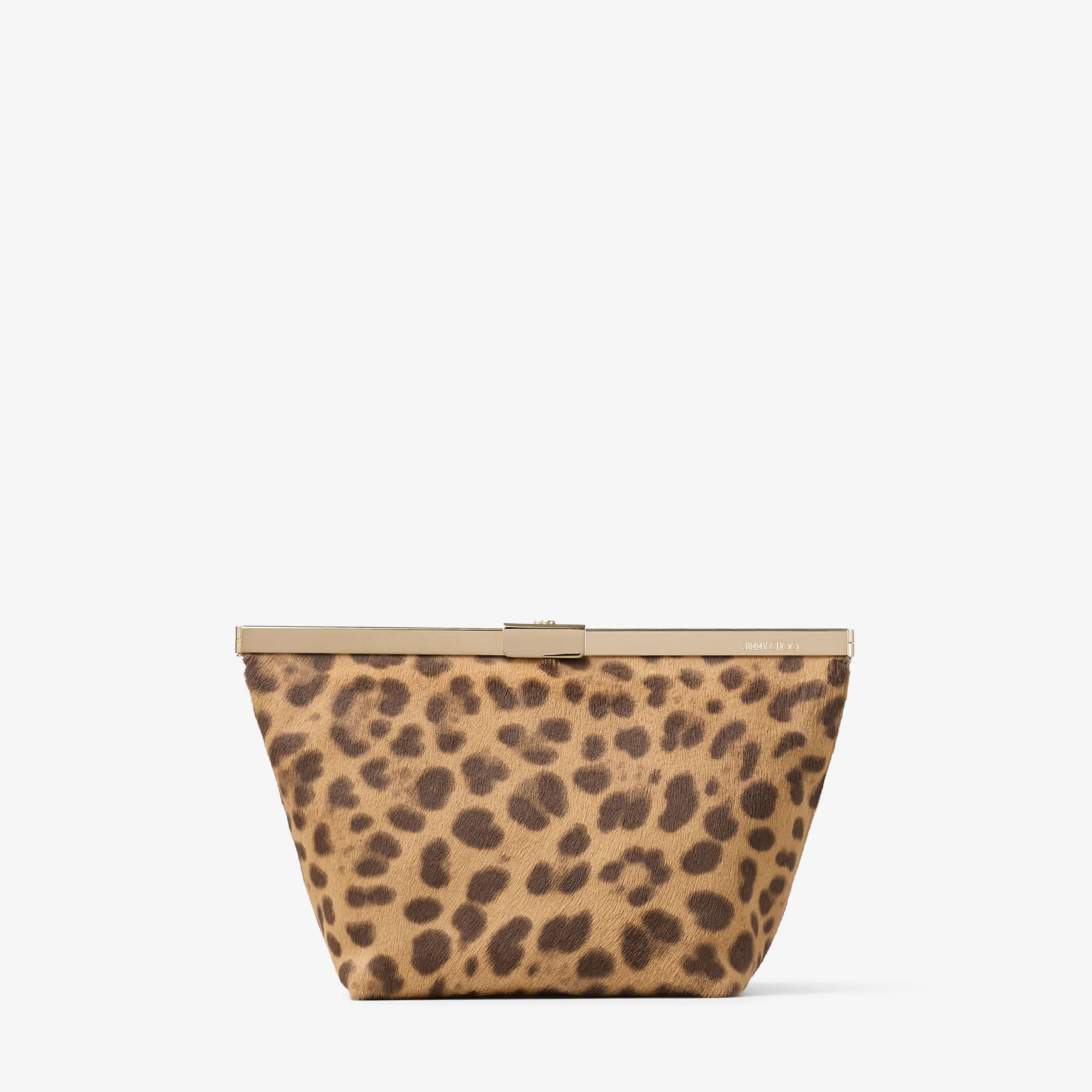 Ganache | Natural Leopard Print Pony Clutch Bag | JIMMY CHOO