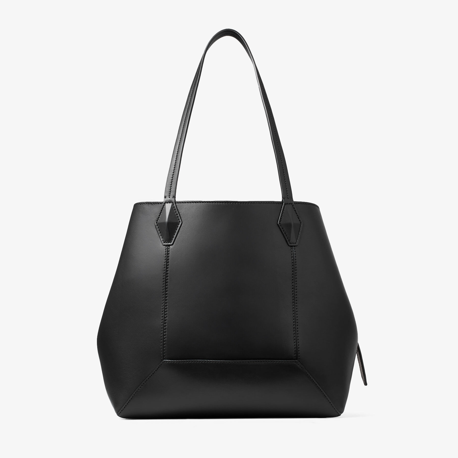 Diamond Tote/M | Black Calf Leather Tote Bag | JIMMY CHOO
