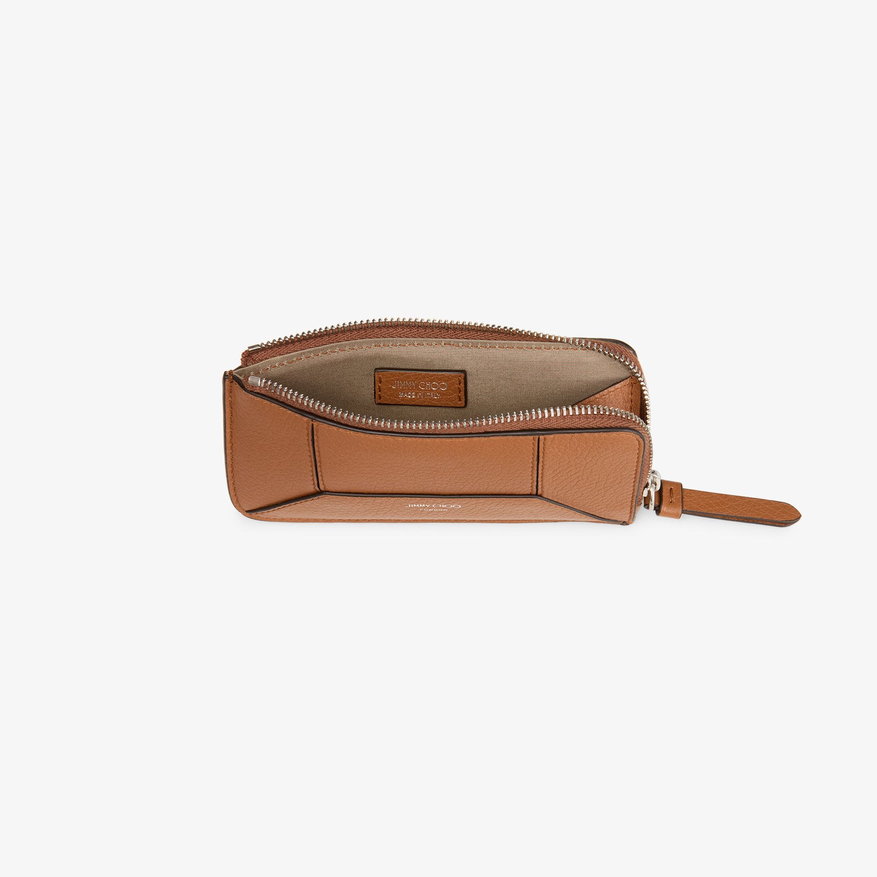 DM Lise-Z M |Tan Grainy Calf Leather Card Holder | JIMMY CHOO