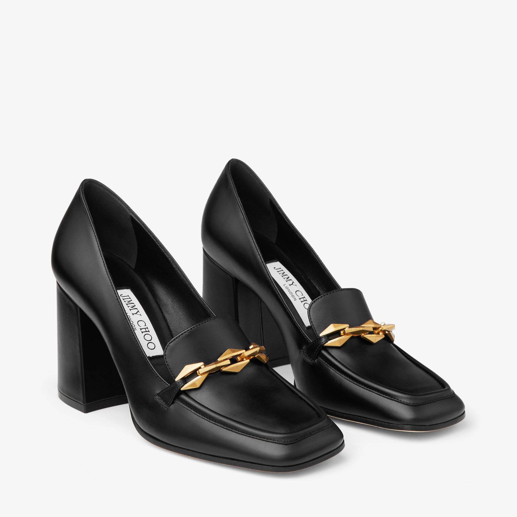 Diamond Tilda 85|Black Calf Leather Pumps| JIMMY CHOO US