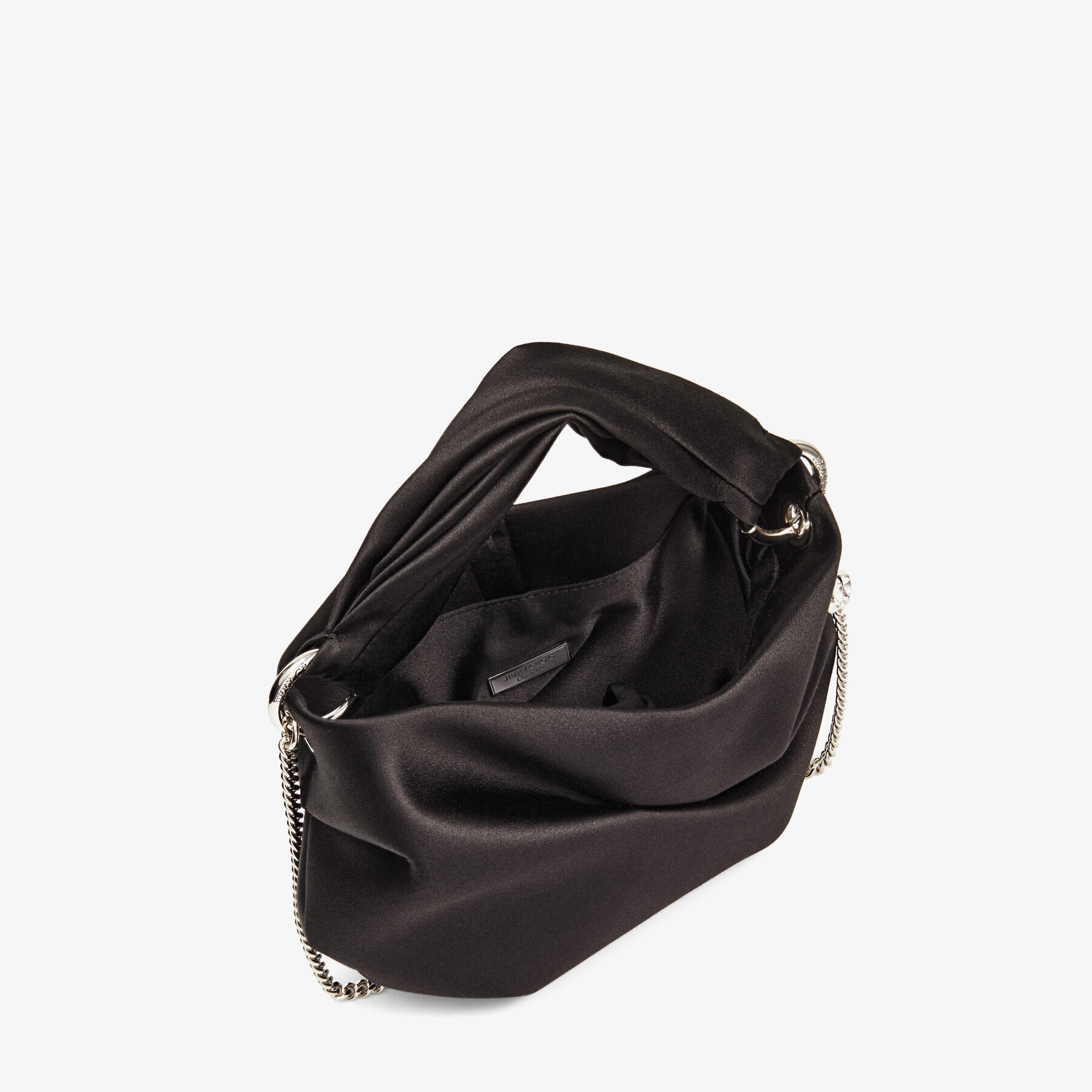 Black Satin Bag with Twisted Handle | BONNY - Jimmy Choo Black Satin Bag with Twisted Handle | BONNY - Jimmy Choo