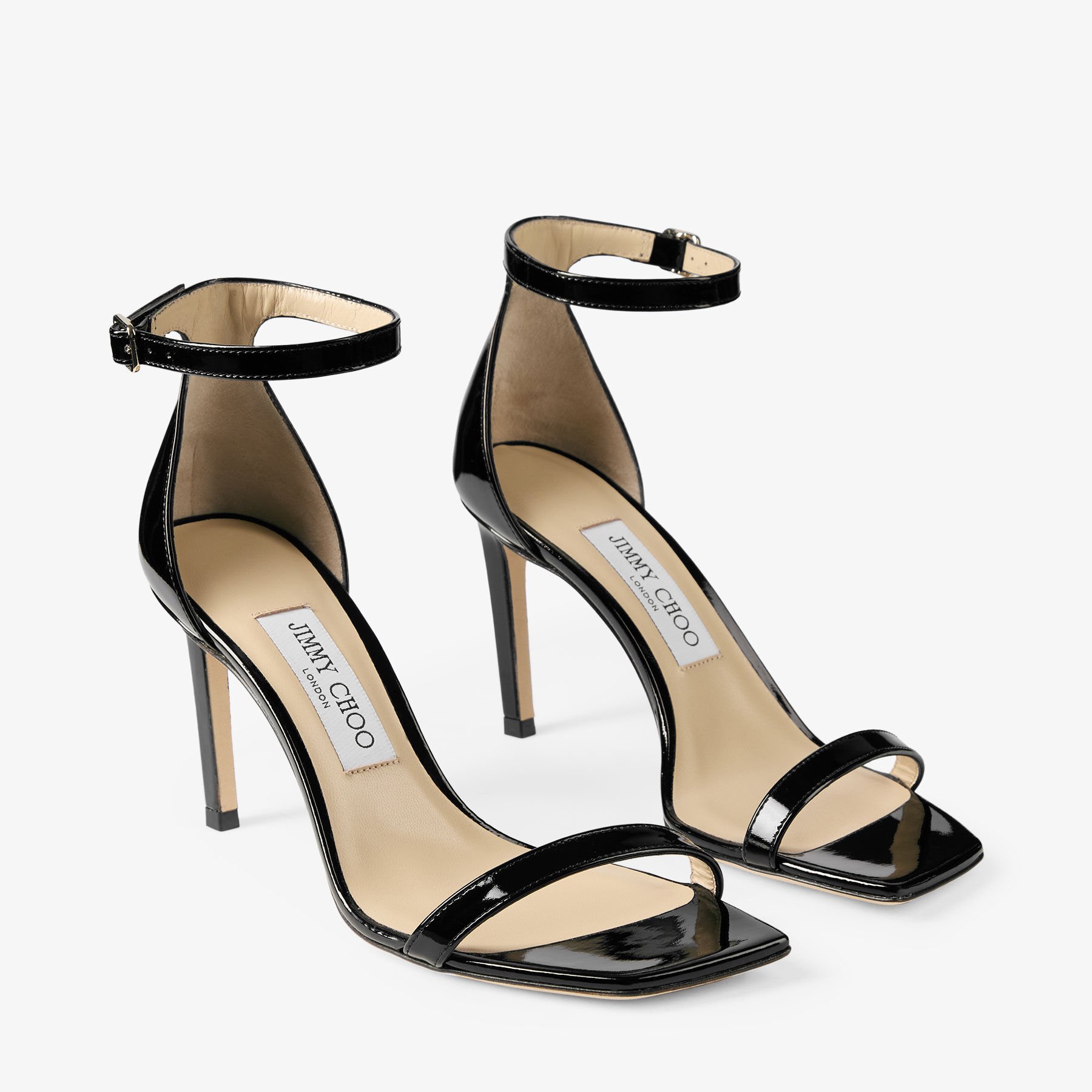 Alva 85 | Black Liquid Metal Leather Sandals | JIMMY CHOO US
