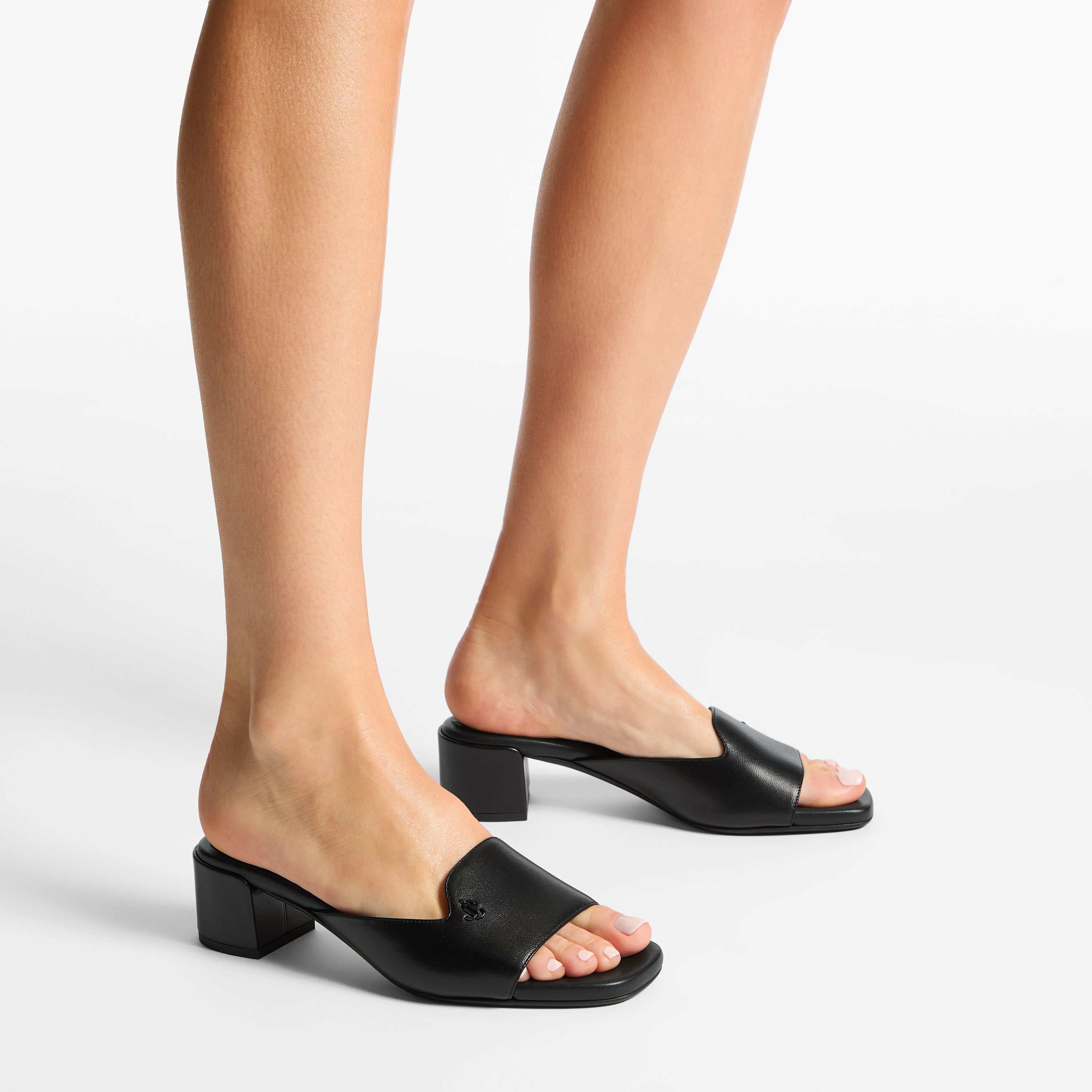 Dina 45 | Black Leather Mule Sandals | JIMMY CHOO