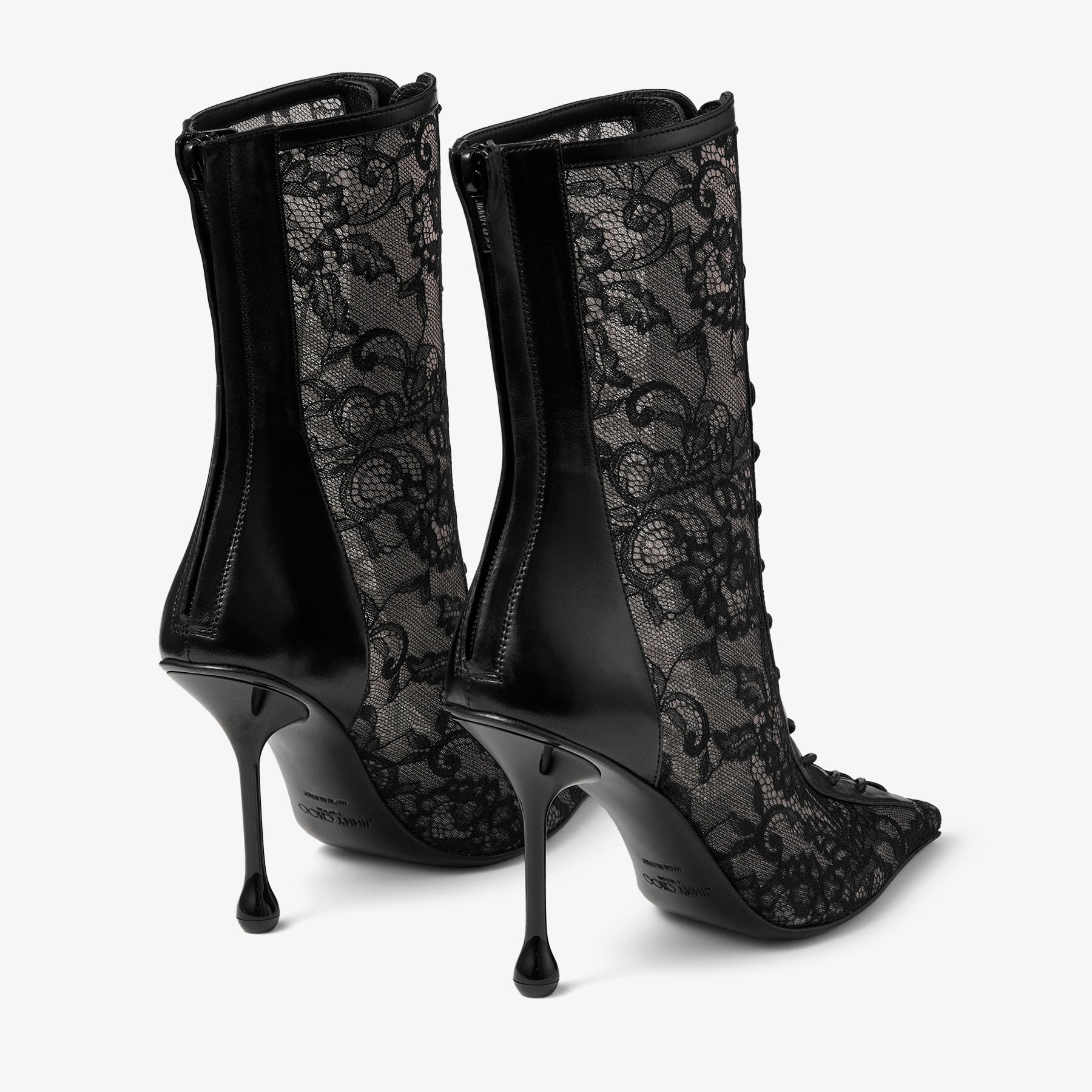 Women's Black Lace Heeled Boots | Jimmy Choo US