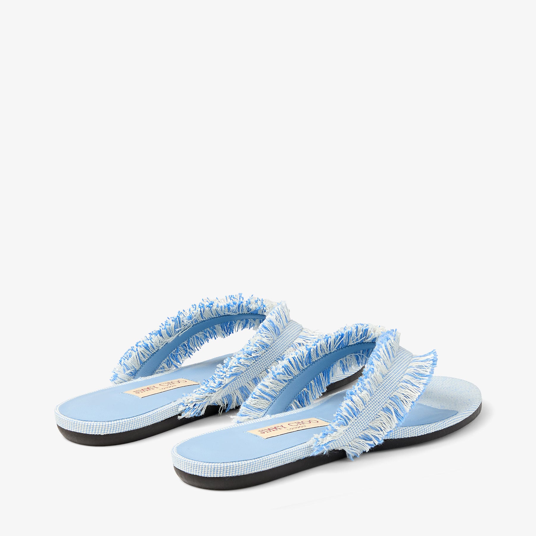 Bay Flat | Riviera Blue Mix Frayed Flex Canvas Flat Sandals