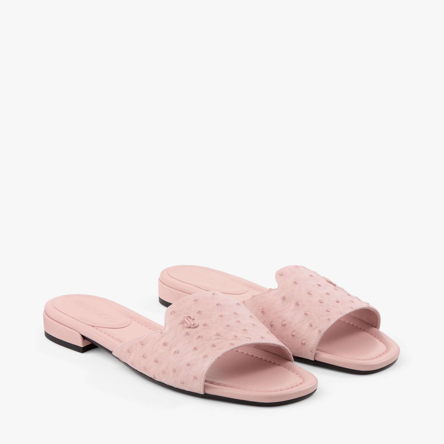 Dina Flat | Rose Ostrich Leather Flats | JIMMY CHOO
