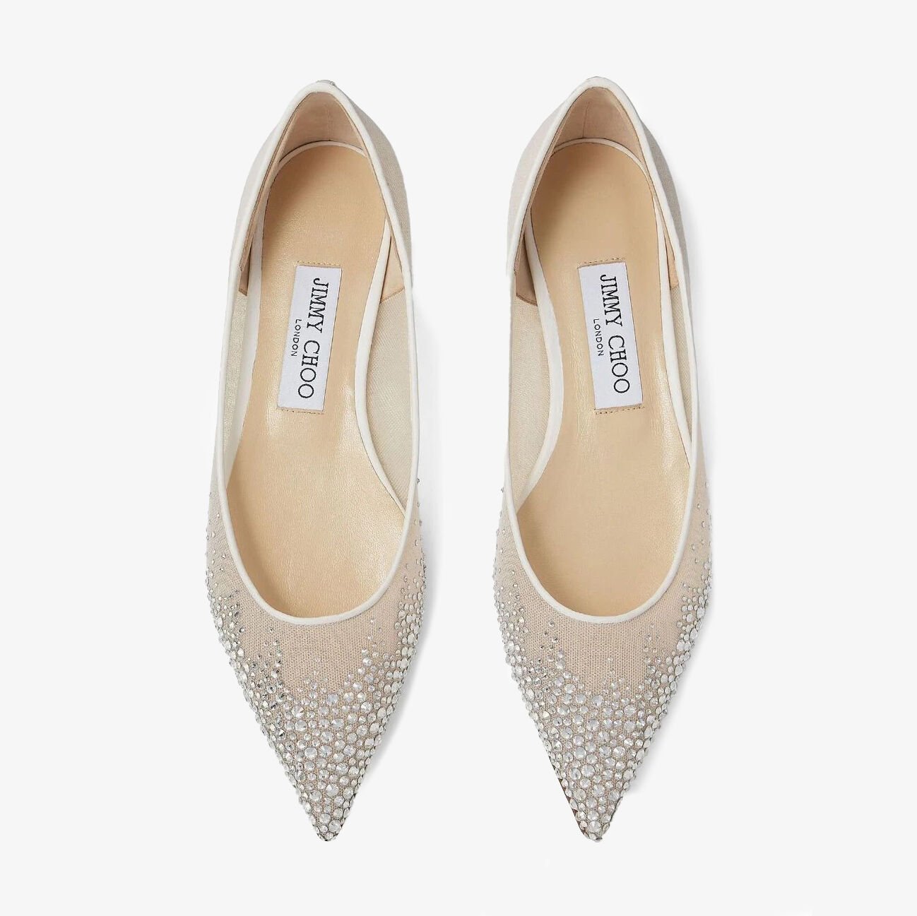 LOVE FLAT | White Degrade Crystal Mesh Flats | JIMMY CHOO