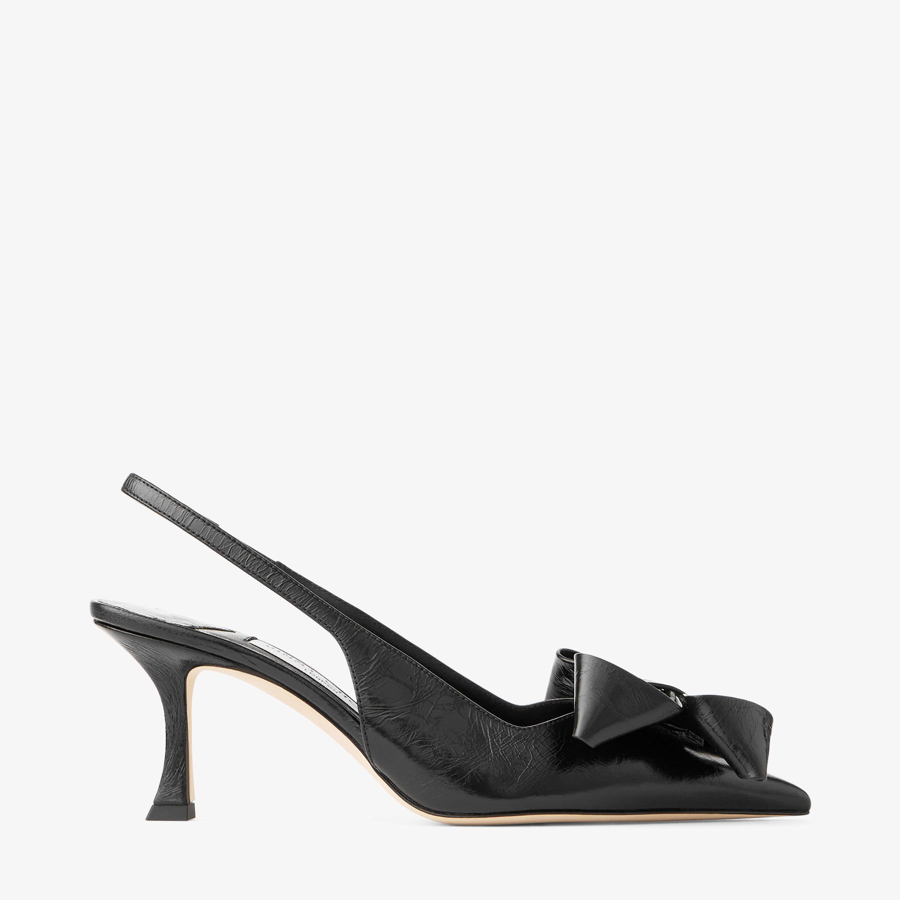 Staz Sling Back 70 | Black Vintage Metallic Leather Pumps