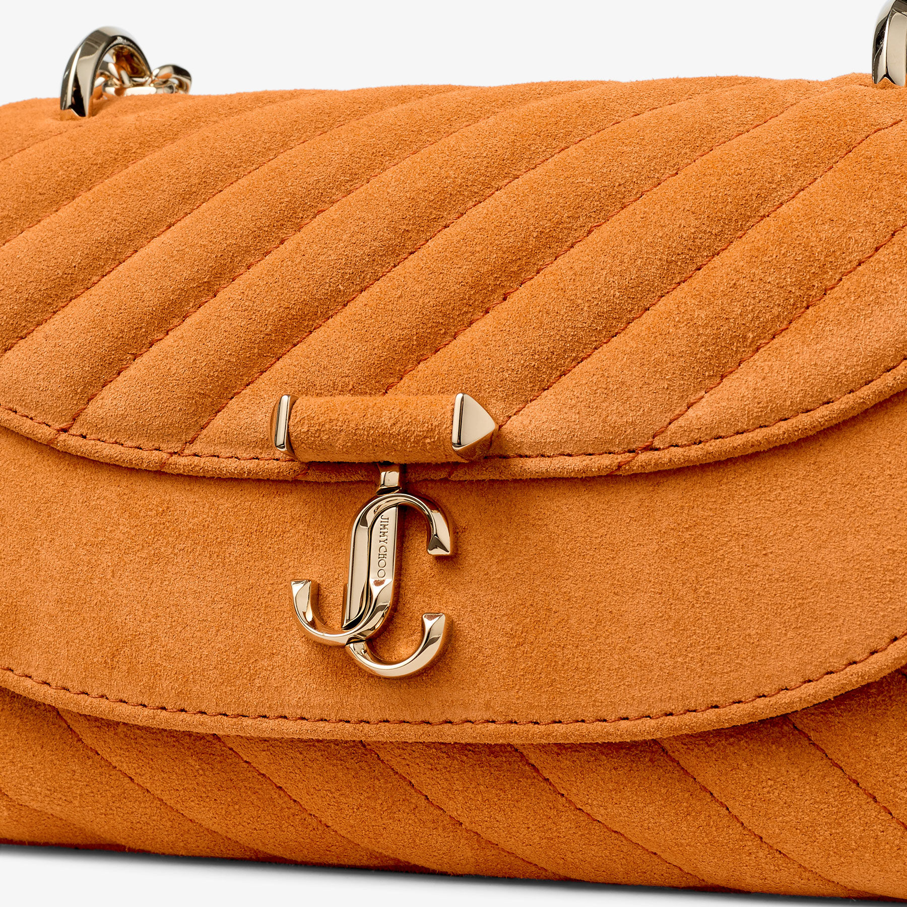 JIMMY CHOO ショルダーバッグ　オレンジ　【最終値下げ】 Curve Crossbody Small | Sunset Orange Quilted Suede Crossbody Bag