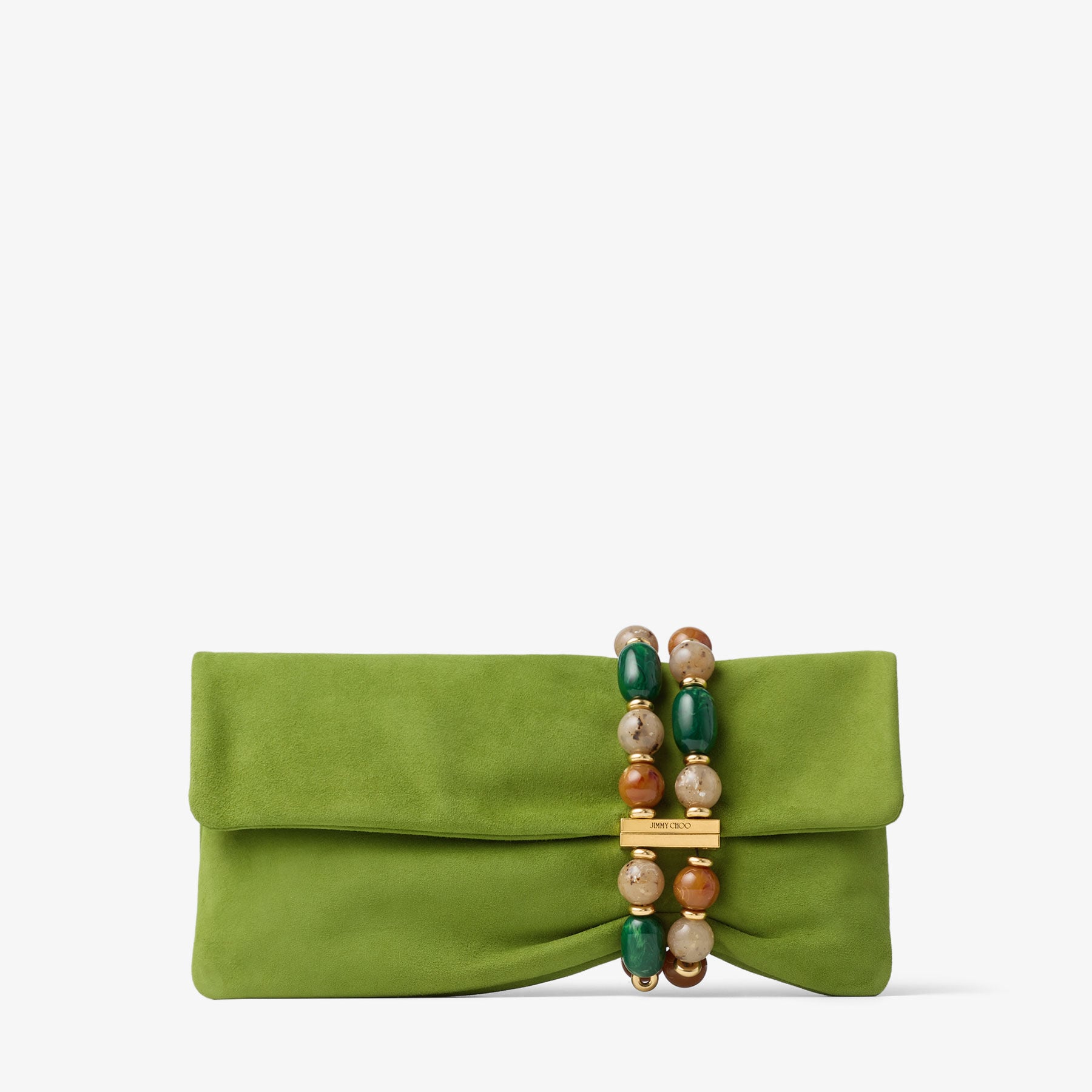 Zandra | Clover Suede Clutch Bag with Beaded Bracelet | JIMMY CHOO