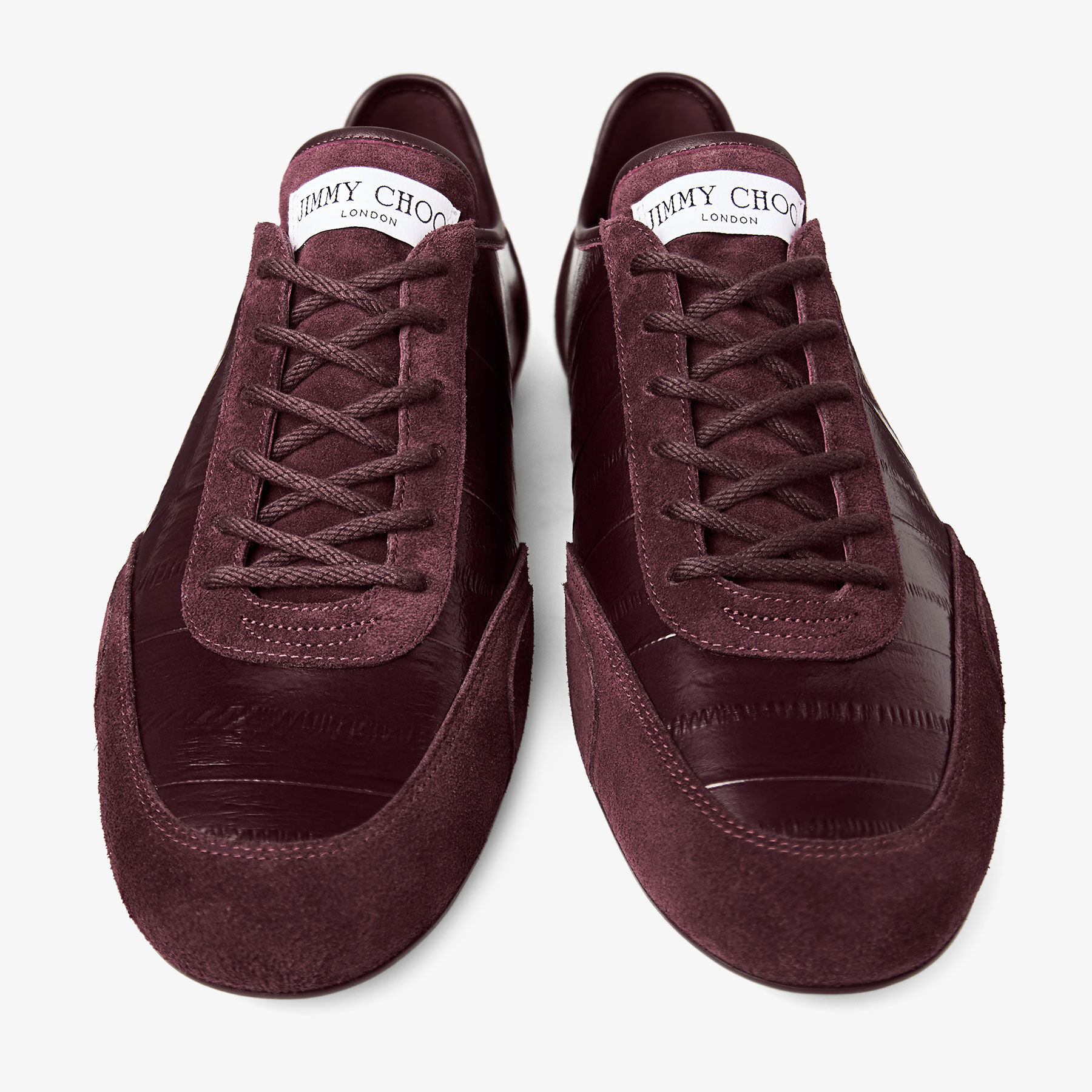 Sunny M | Deep Merlot Leather Mix and Eel Printed Leather Low Top