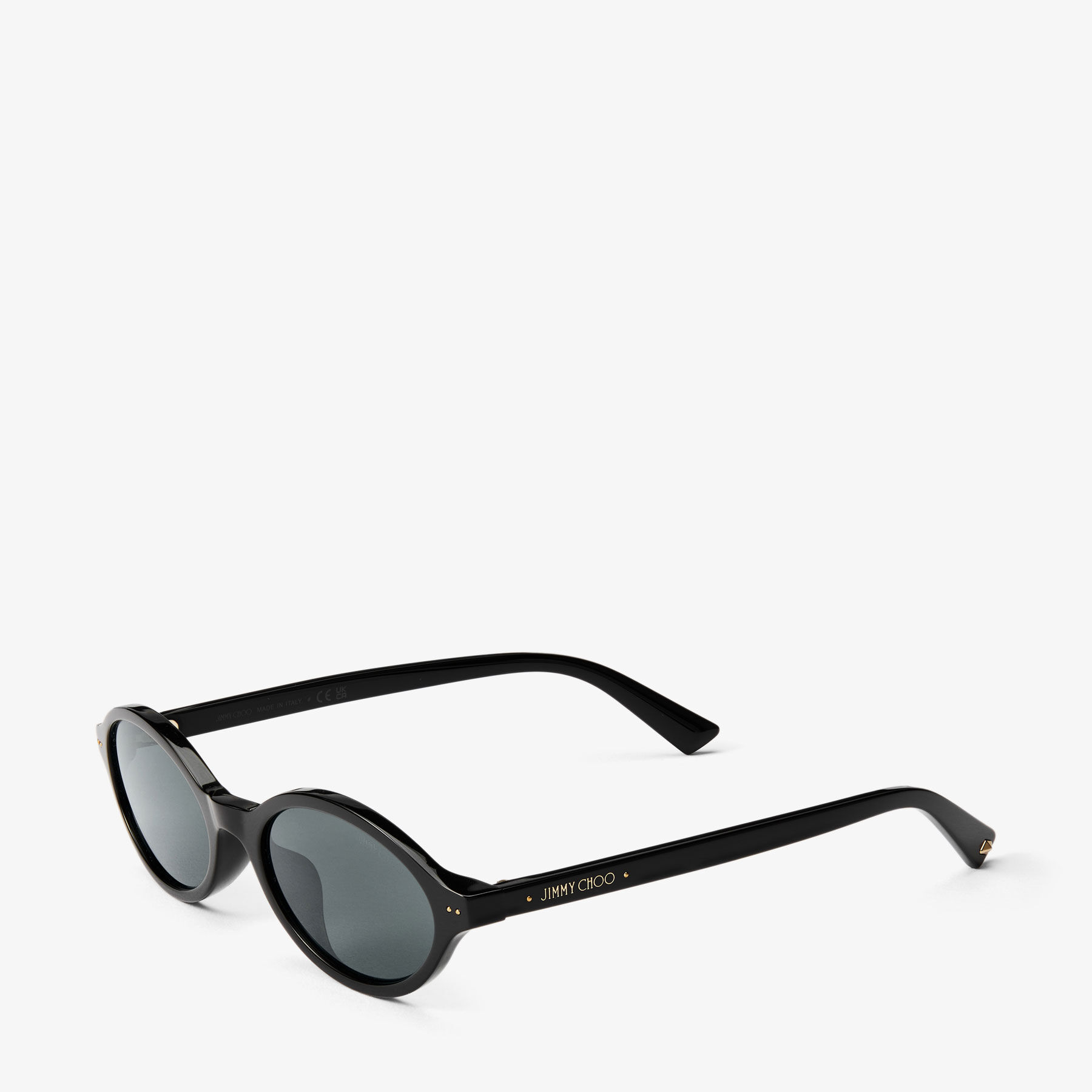 Marais | Black and Grey Oval Acetate Sunglasses | JIMMY CHOO