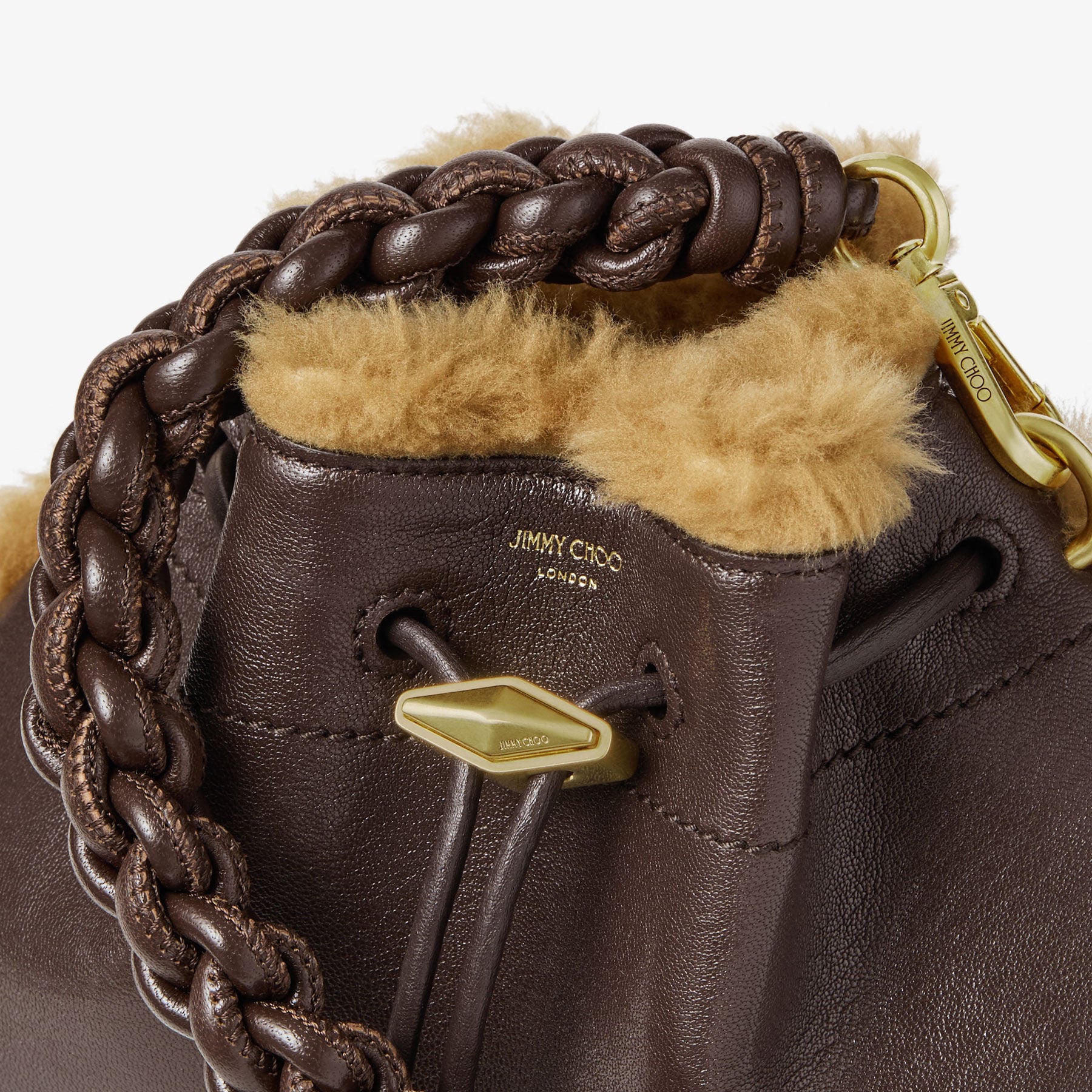 Cinch Small | Chocolate and Teddy Biker Leather Shoulder Bag with