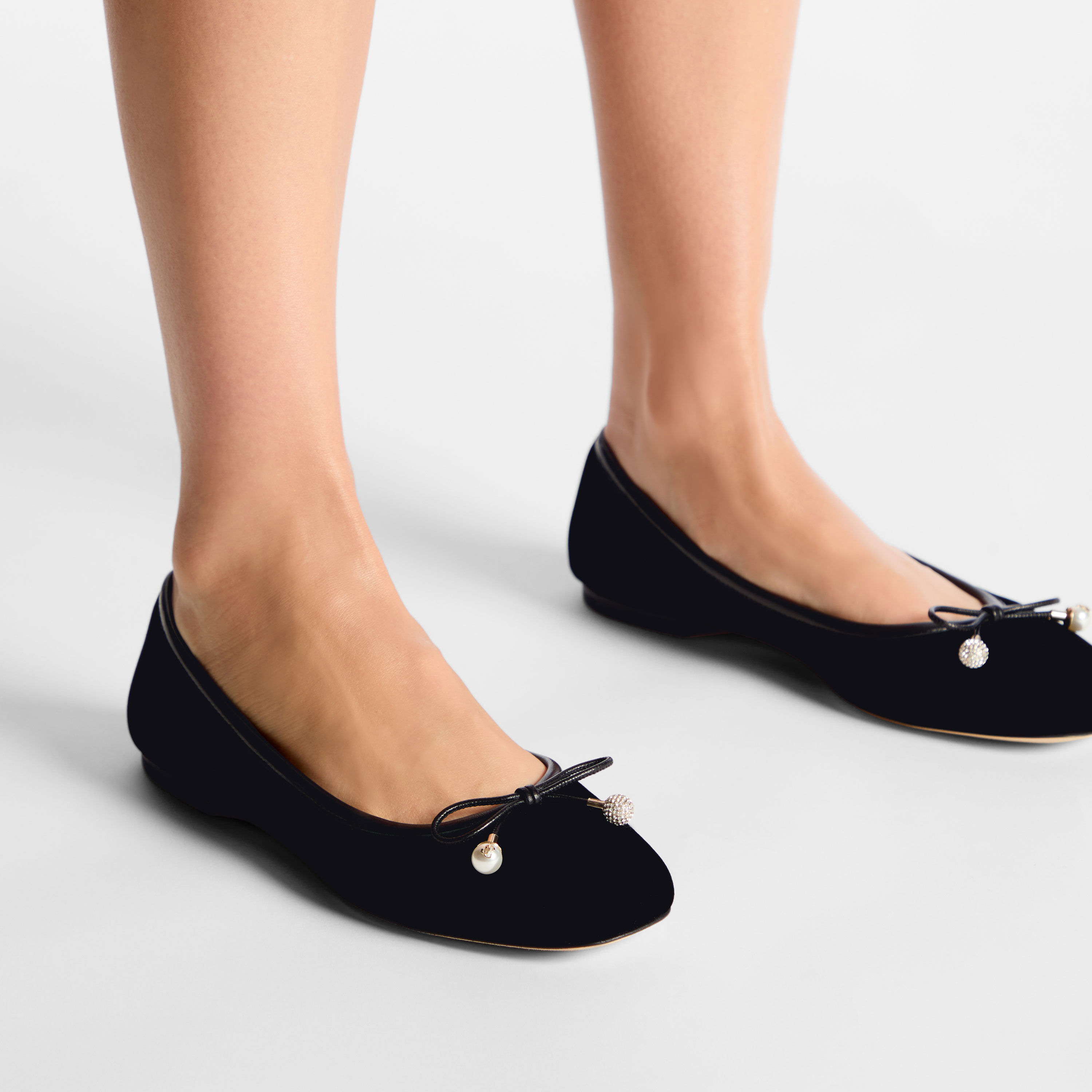 Elme Flat | Black Velvet Flats | JIMMY CHOO