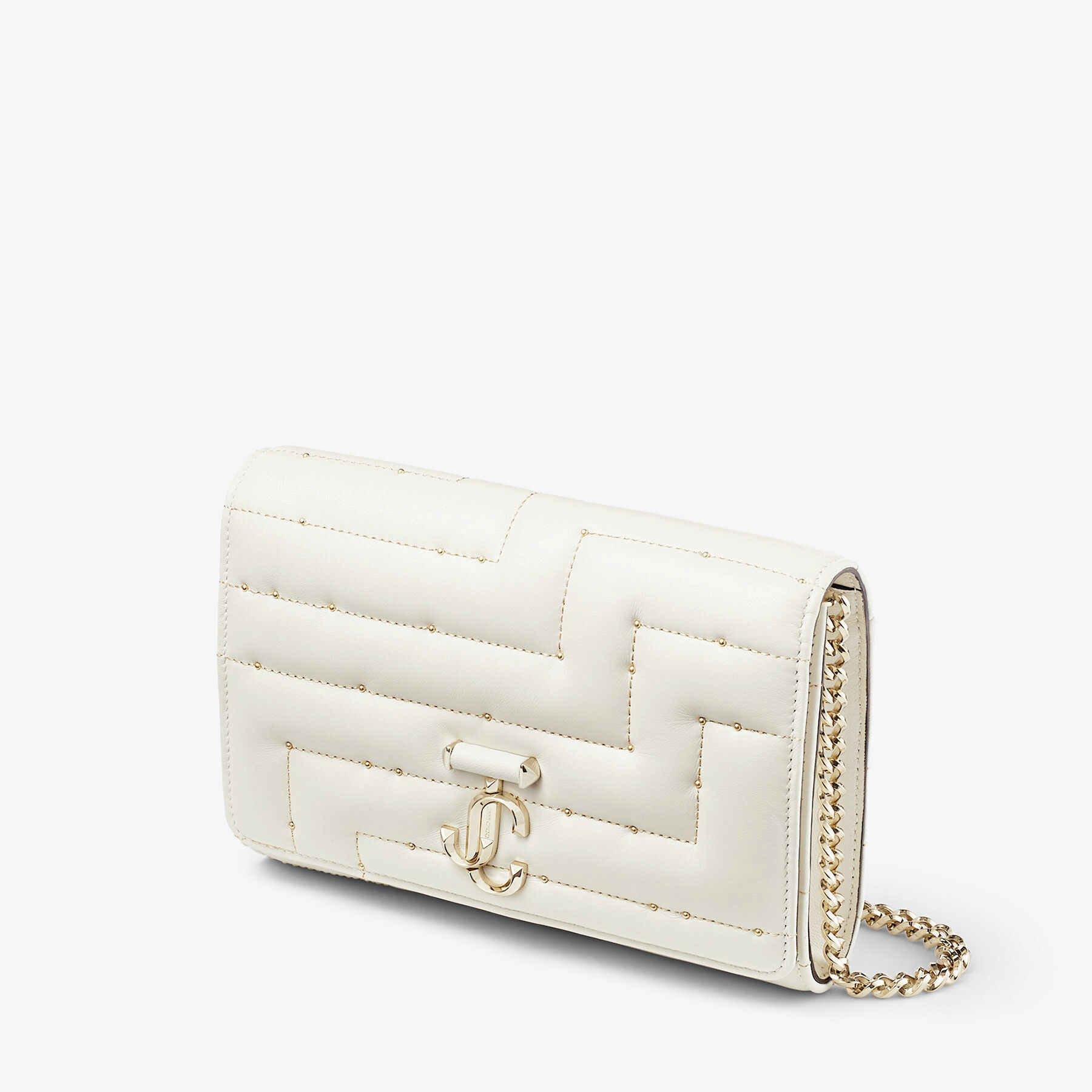 AVENUE CLUTCH | Latte Avenue Nappa Leather Clutch Bag with JC Emblem |  Summer Collection | JIMMY CHOO