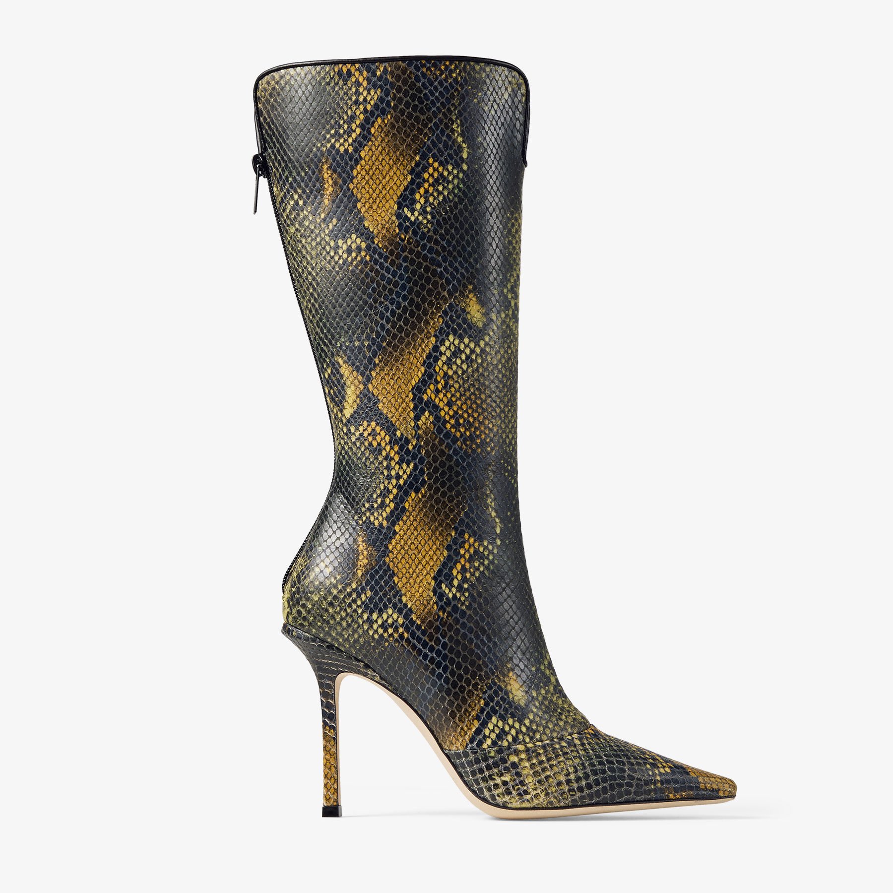 【限定特価】 Boot | Python-Printed Leather Knee-High Boot | JIMMY CHOO 靴