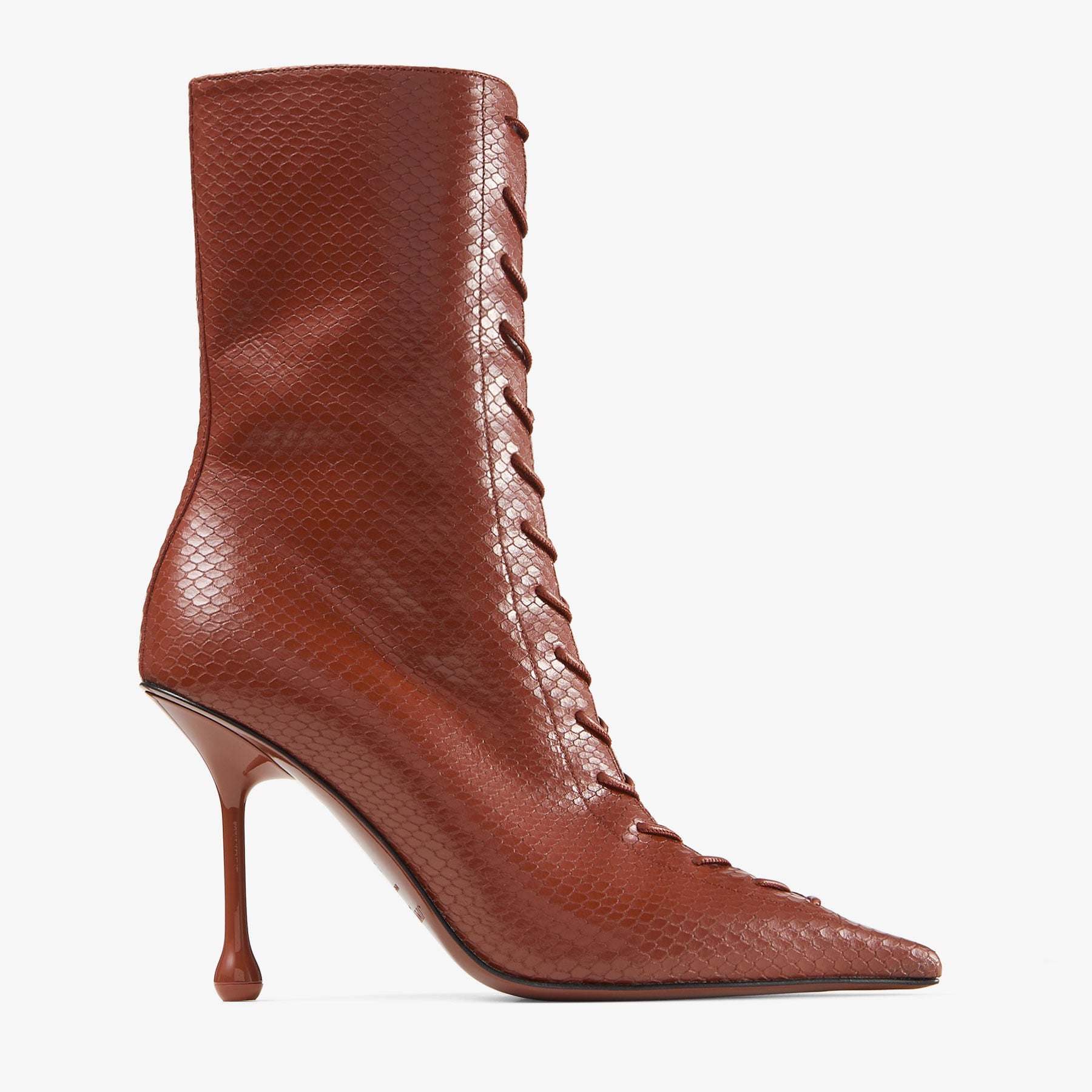 Scarlett Ankle Boot 95 | Cognac Elaphe Printed Leather Pumps