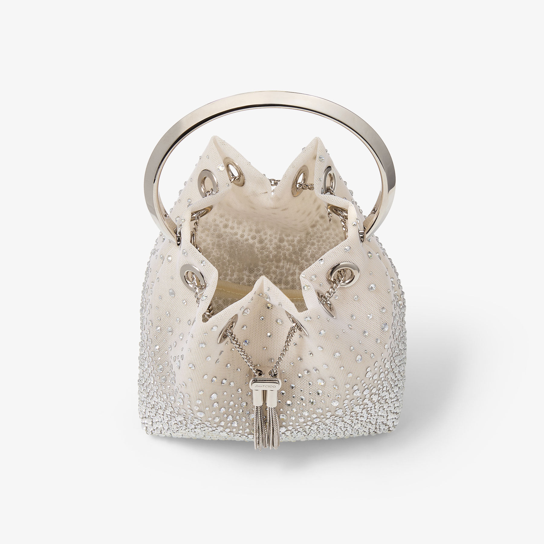 Bon Bon | Ivory Satin Flower Bag | JIMMY CHOO US