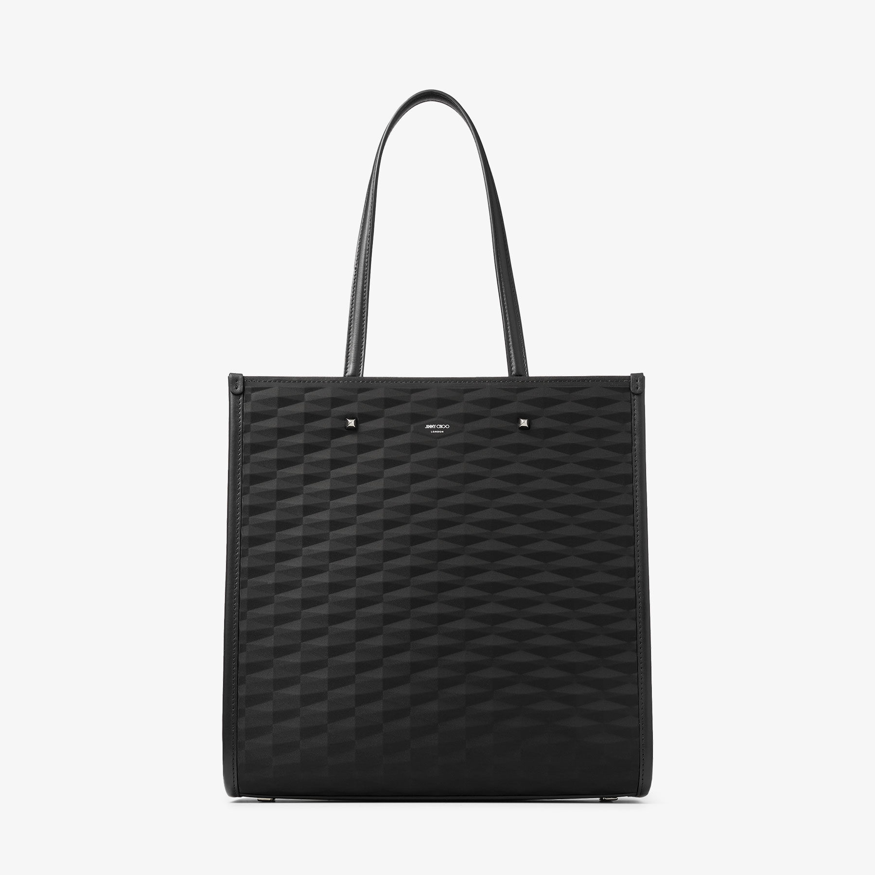 Diamond Tote M Black Diamond Embossed Nylon Tote Bag JIMMY CHOO US