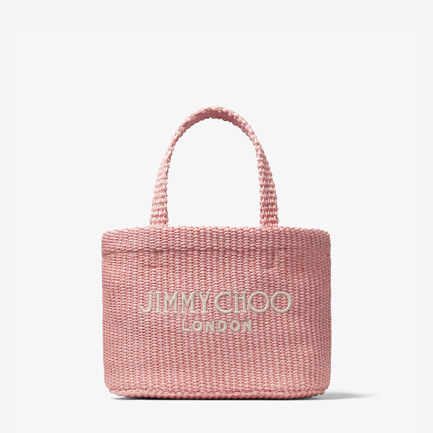 Jimmy Choo Small Beach Tote East West in Pink Rafia