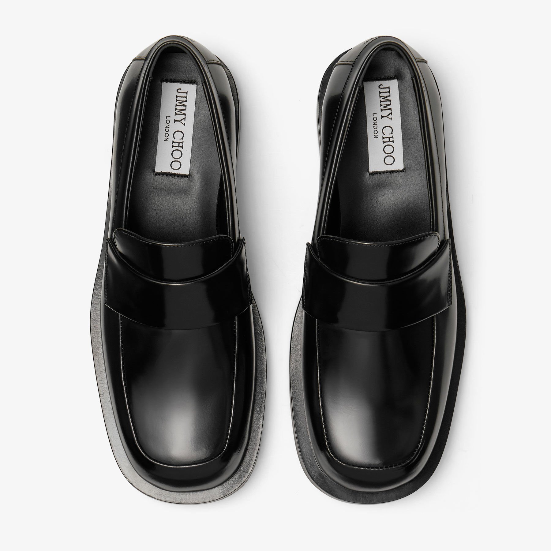JIMMY CHOO ローファー LONDON ブラック ローワン ダービー | ブラック ボックスカーフレザー・メタル