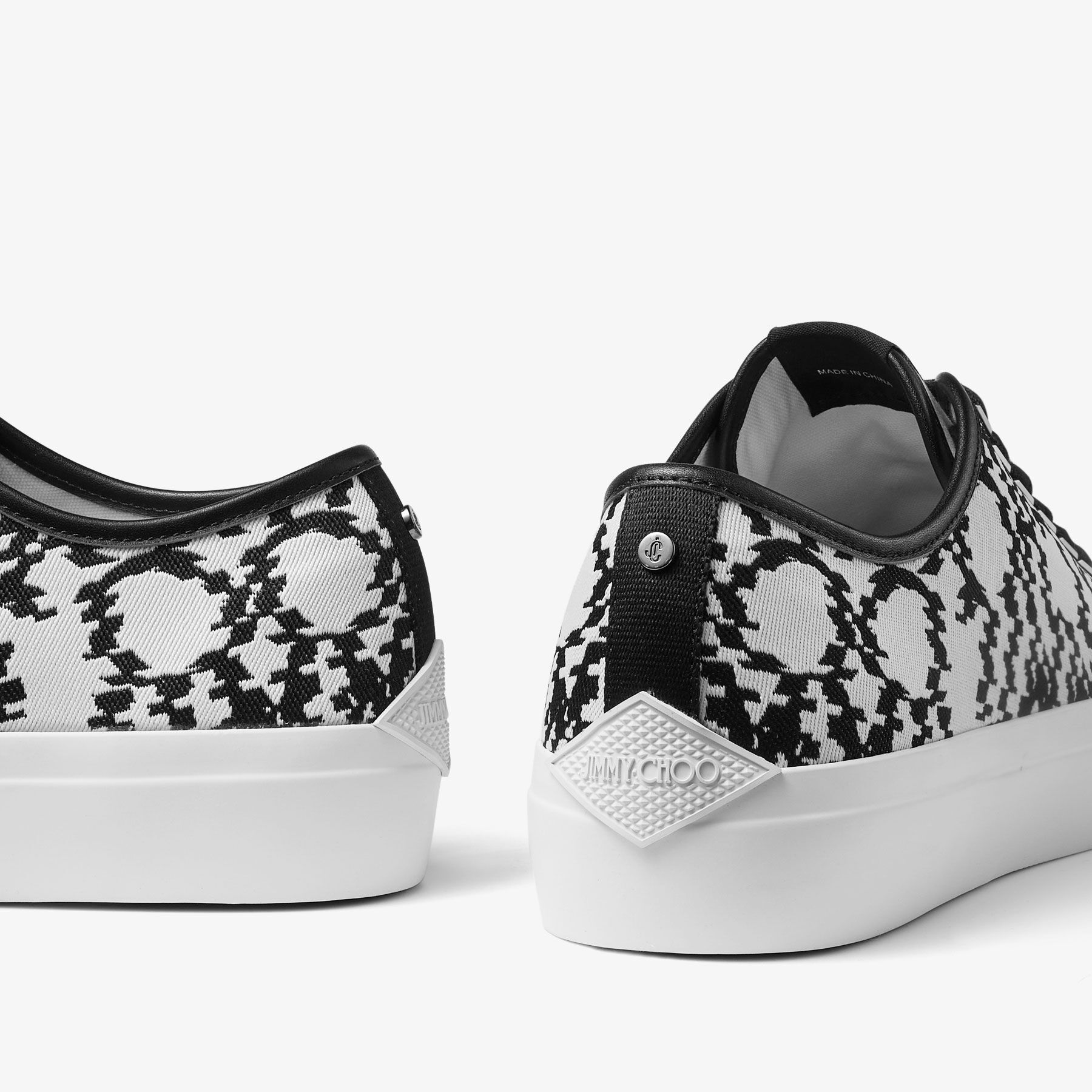 Palma/M | Black and White Distorted Jimmy Choo Jaquard Fabric Low-Top  Trainers | JIMMY CHOO