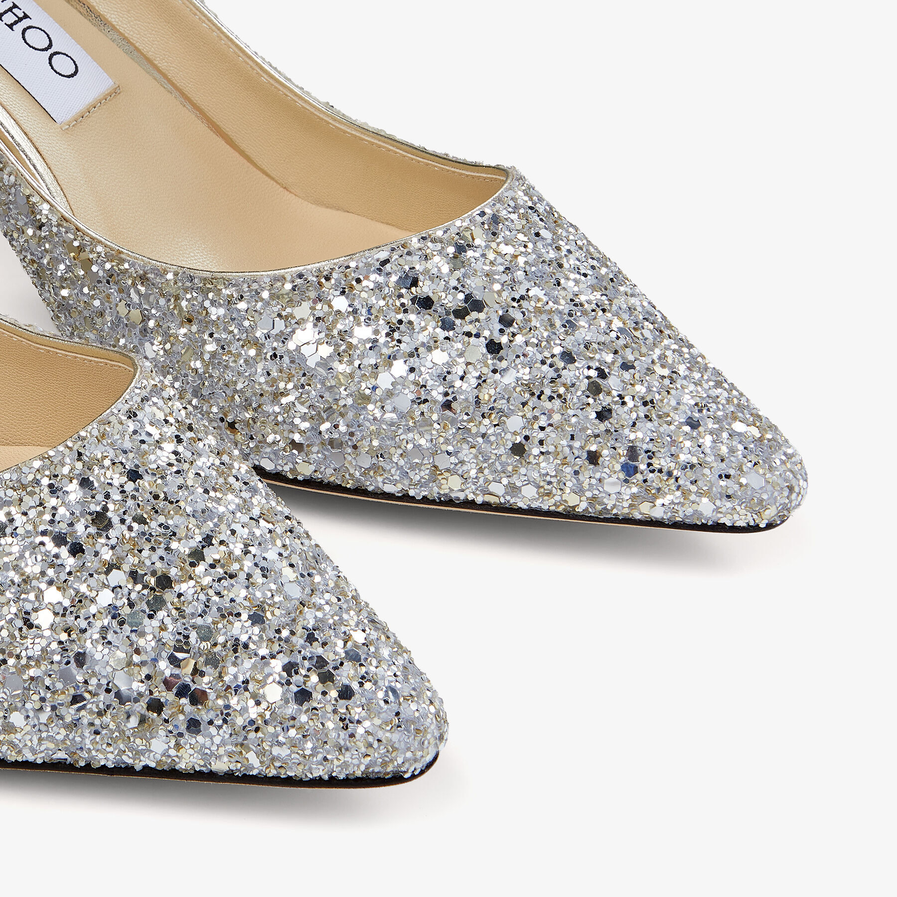 Champagne Coarse Glitter Fabric Pointed Pumps | LOVE | Pre