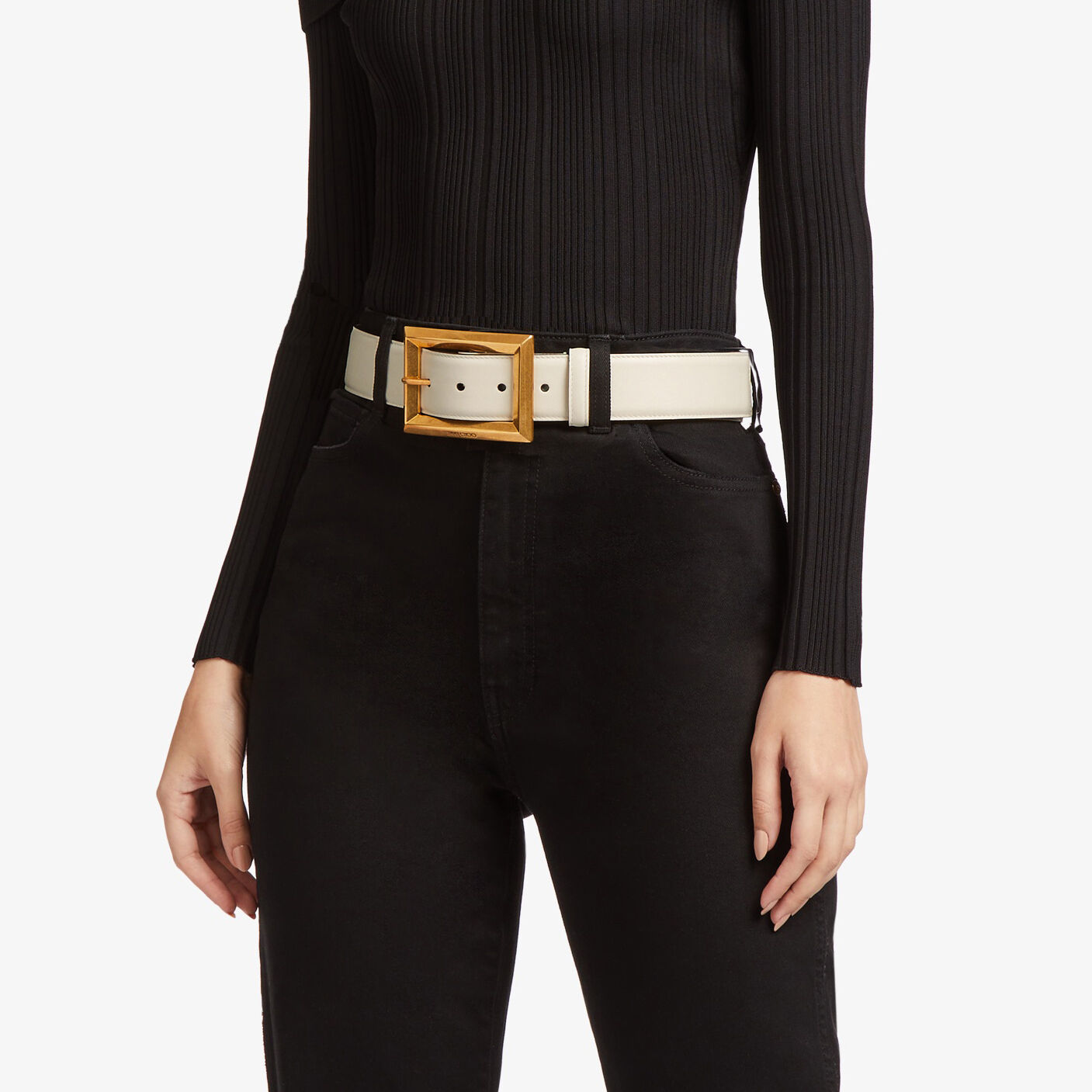 Jimmy★Choo(セールで訳ありだから破格)オシャレStarStuds/Belt JIMMY CHOO Black Leather Belt with Star Studs Jimmy Choo