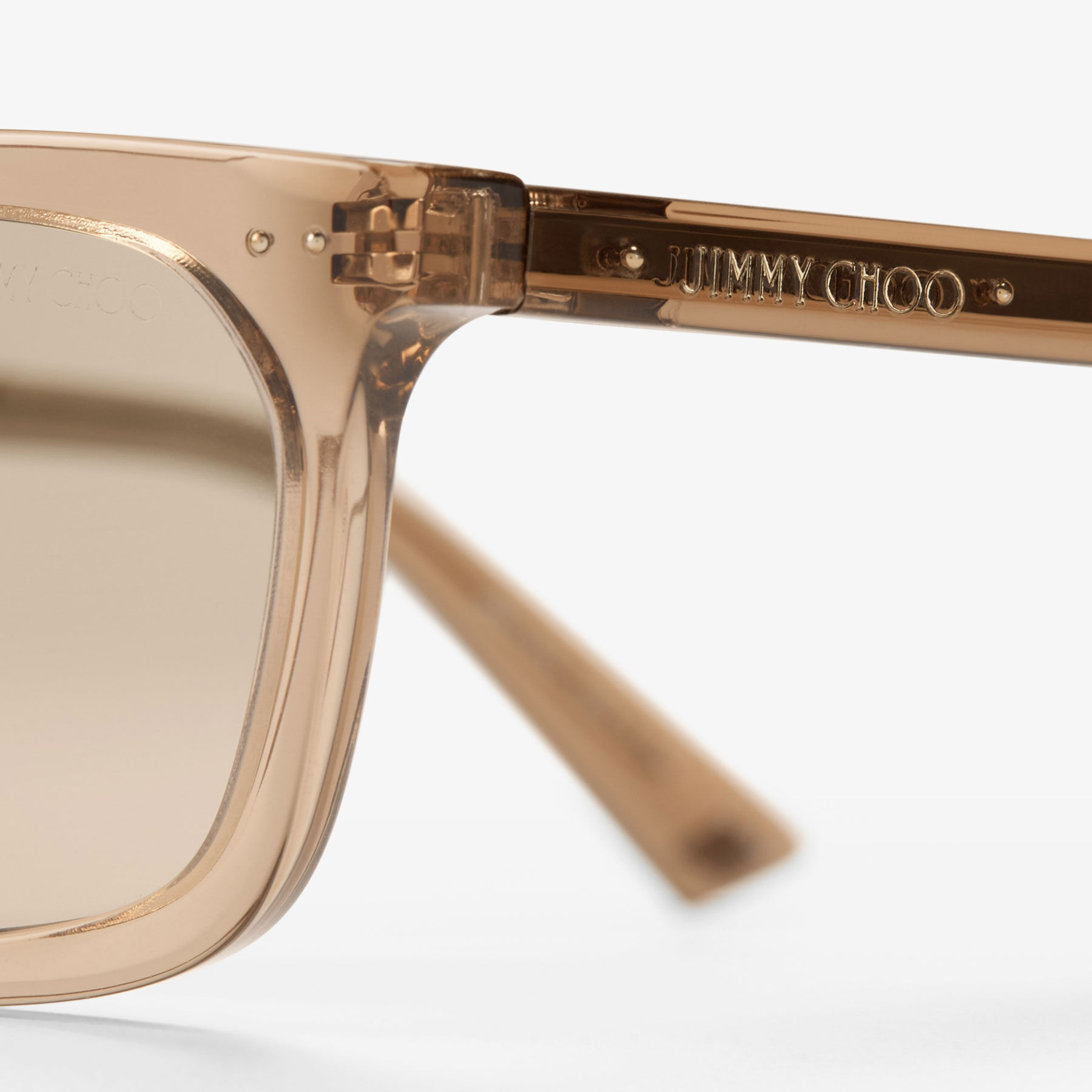 JJ！！ Josi | Transparent Tan Rectangular Sunglasses | JIMMY CHOO