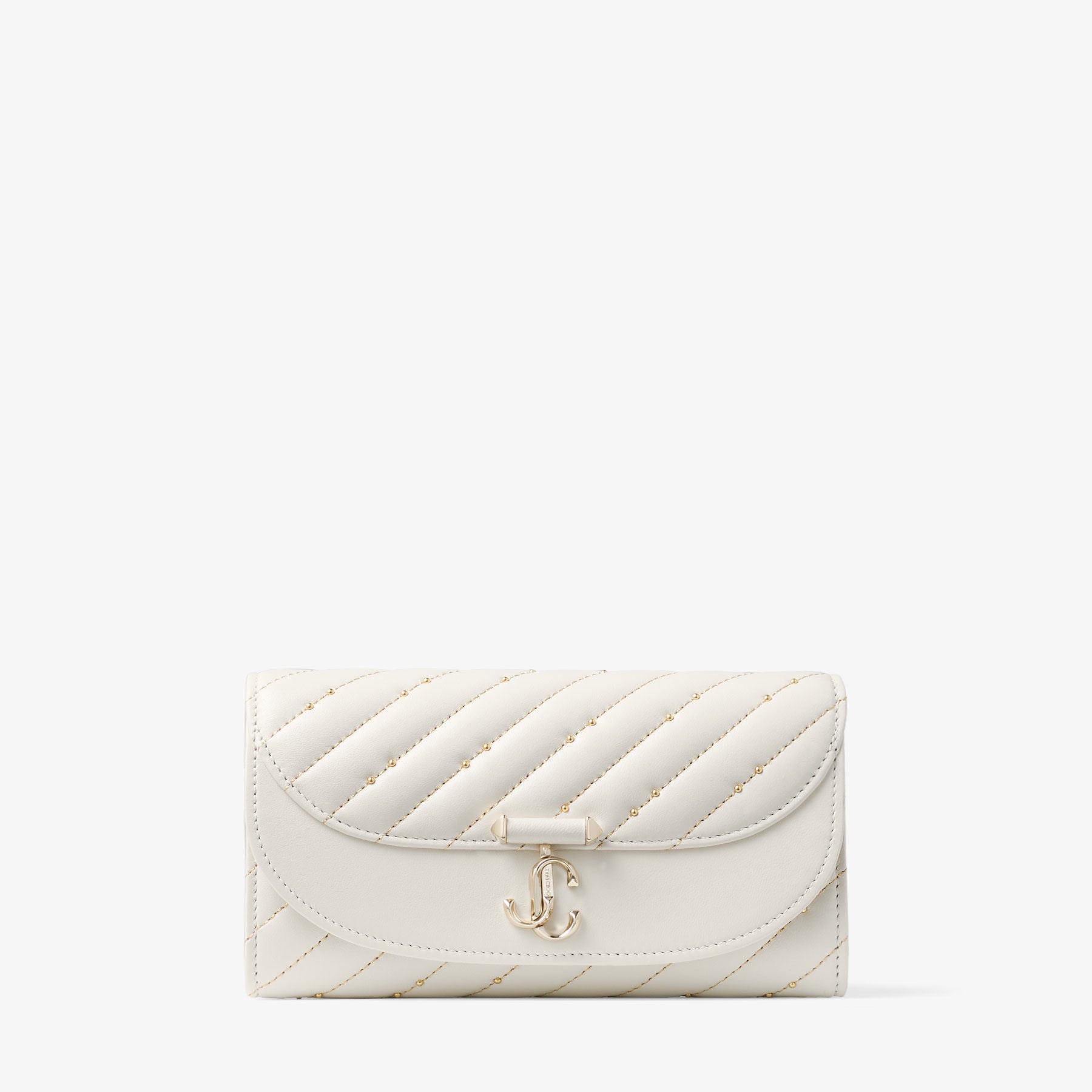 Avenue Curve Wallet With Chain | Latte Quilted Nappa Leather