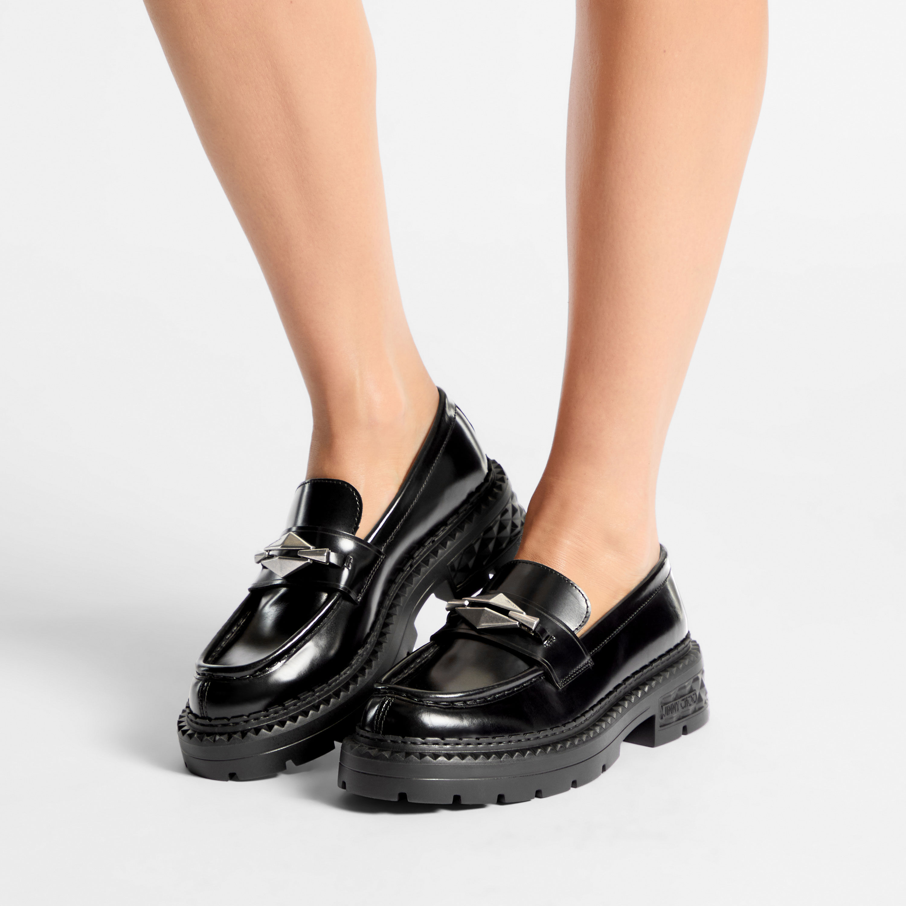 Marlow Diamond/F | Black Calf Leather Flats | JIMMY CHOO