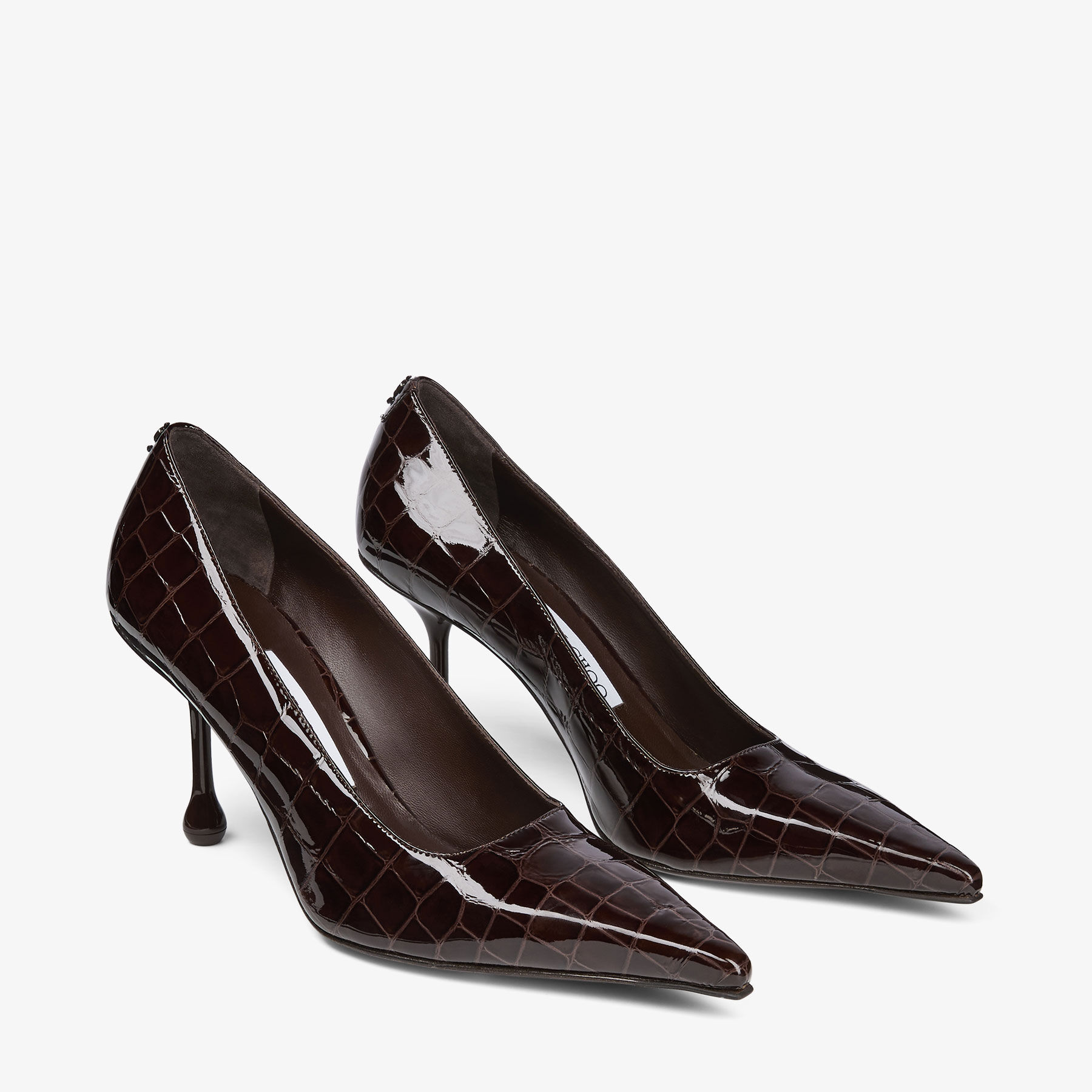 Ixia 80 | Sambuco Shiny Croc Embossed Leather Pumps | JIMMY CHOO