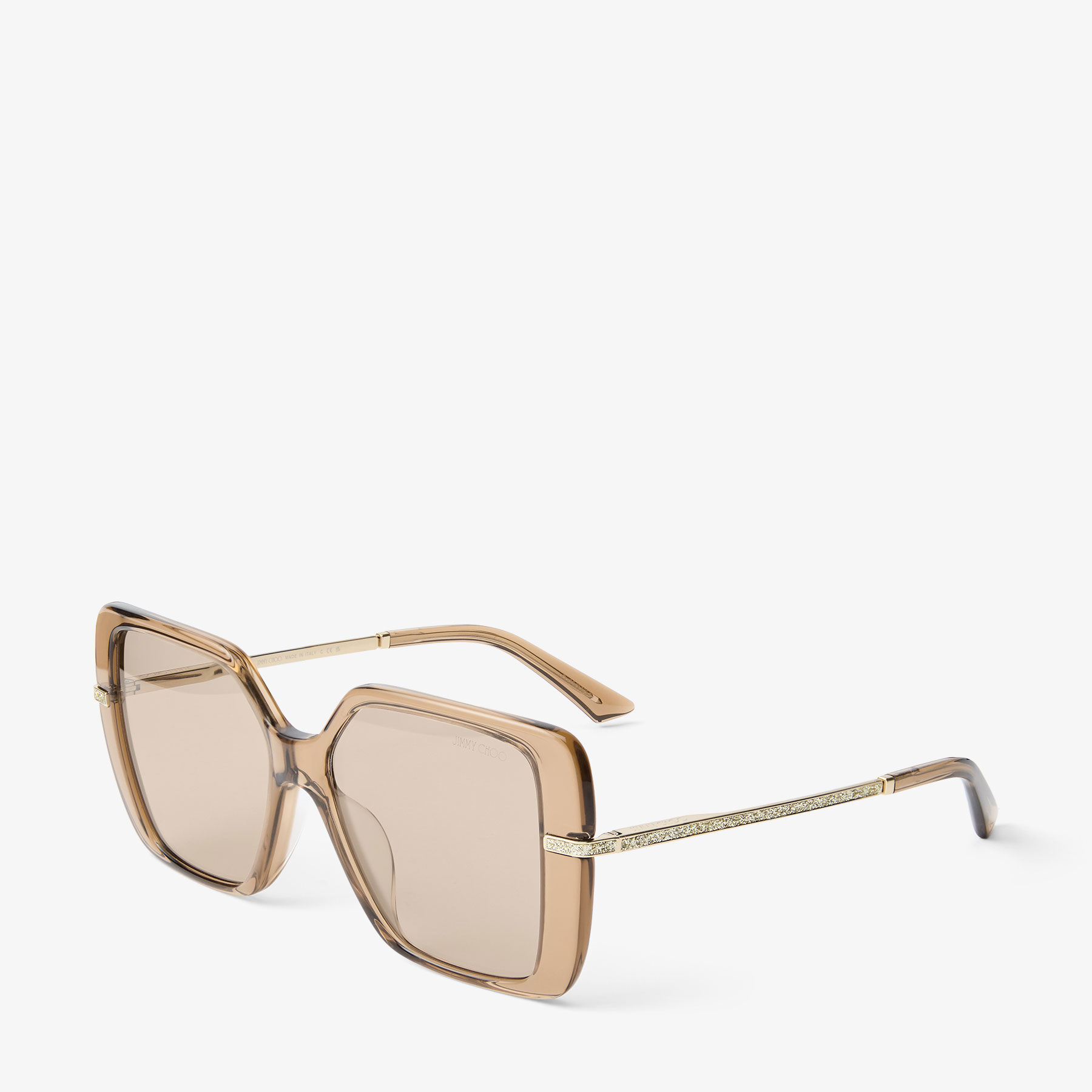 New Jimmy Choo Tan Glitter Sunglasses Full inclusion Jimmy Choo JC4022J L (58 - 15) with Brown lenses and Gold  main image 4