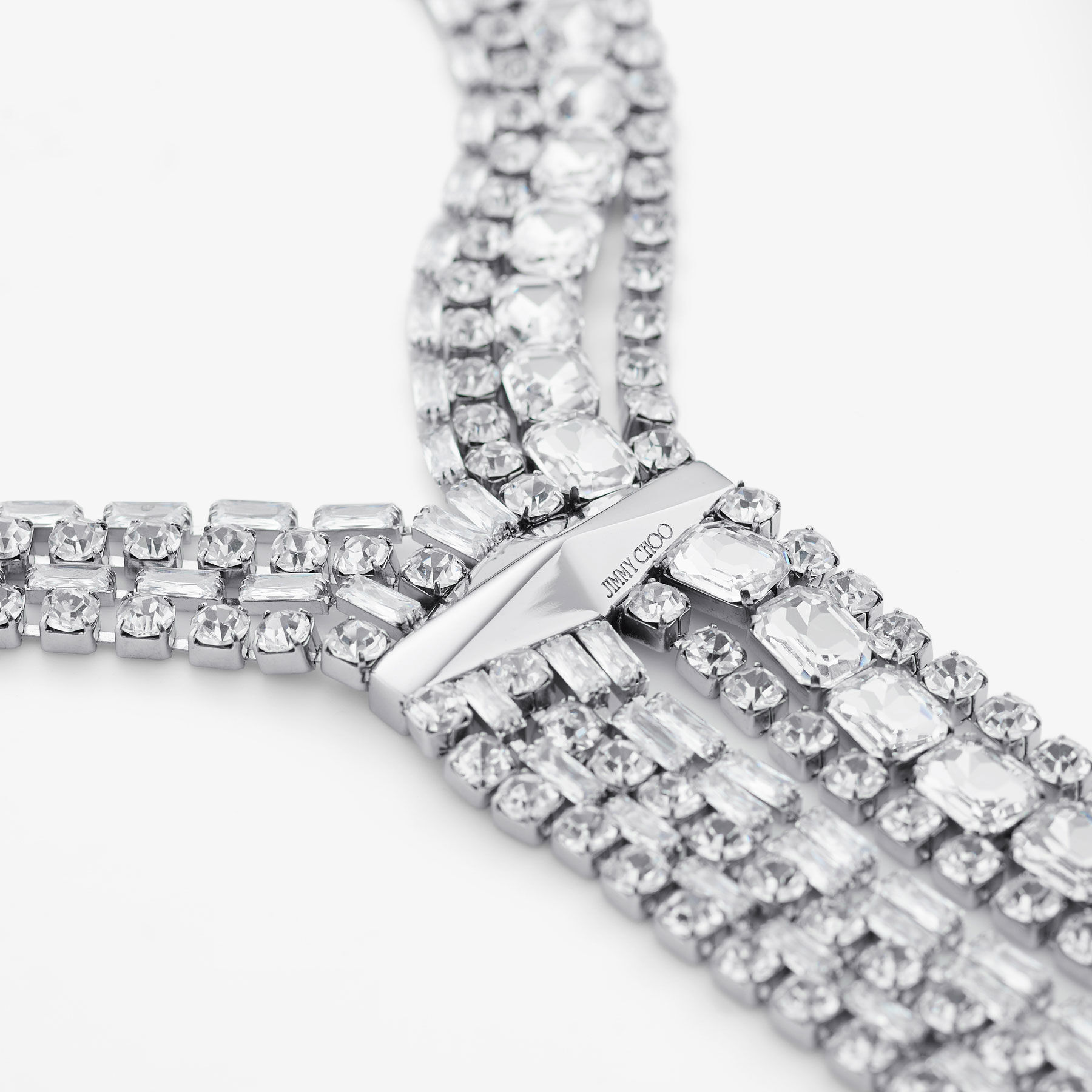 JIMMY CHOO ZANDRAEARRINGSXYDSILVERCRYSTAL 関税送料込 Zandra Necklace | Silver-Finish Crystal Necklace | JIMMY CHOO